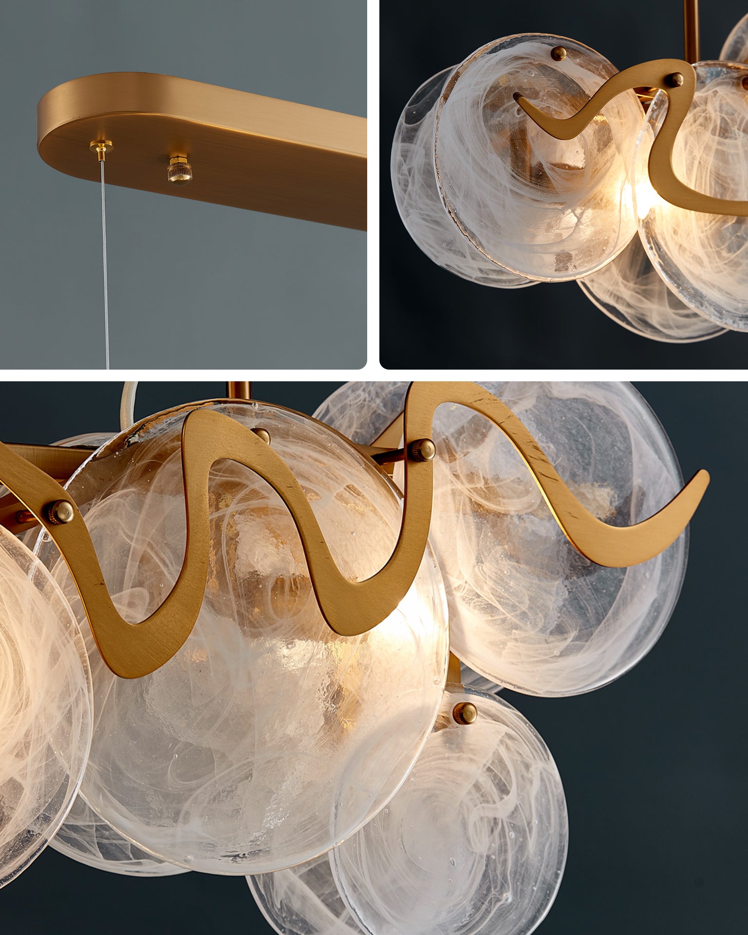 41 Inch Textured Glass Linear Chandelier - Elara