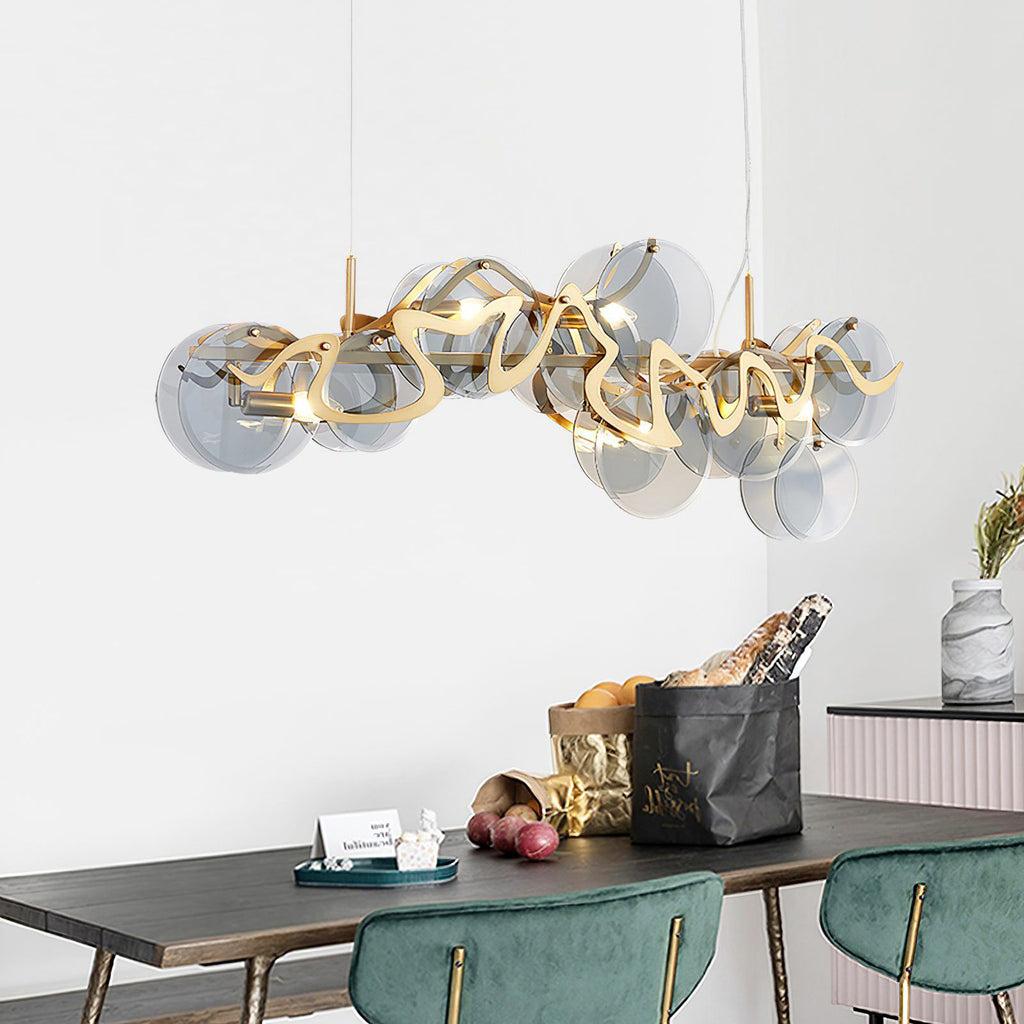 41 Inch Smoked Glass Linear Chandelier - Elara