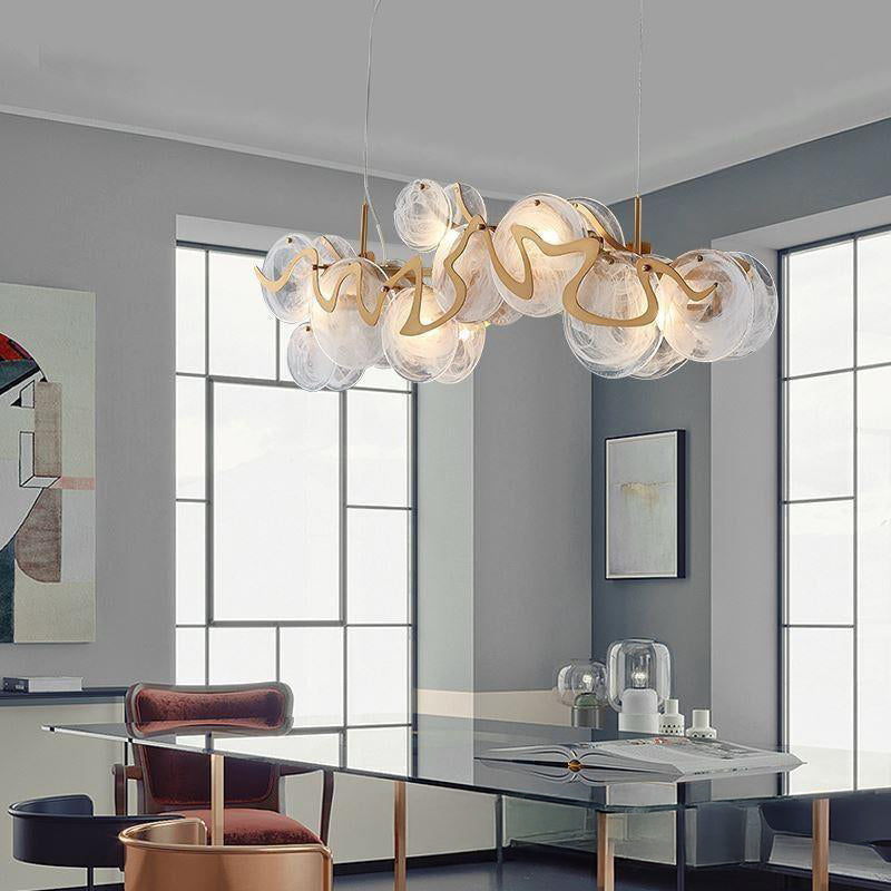 41 Inch Textured Glass Linear Chandelier - Elara
