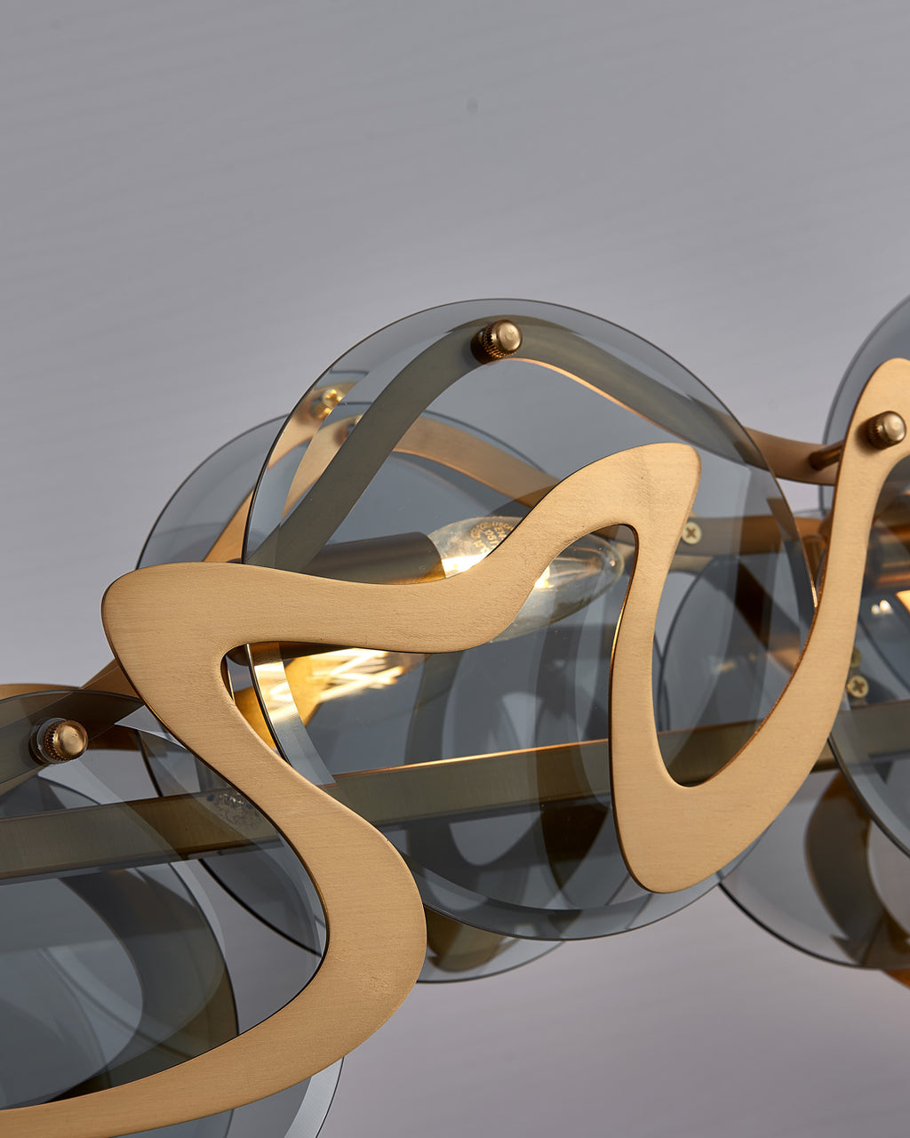 41 Inch Smoked Glass Linear Chandelier - Elara