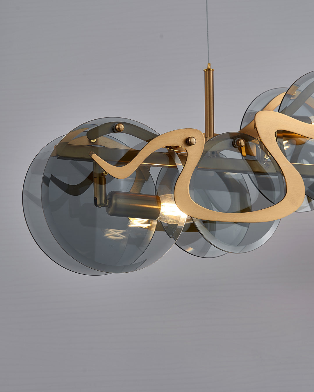 41 Inch Smoked Glass Linear Chandelier - Elara