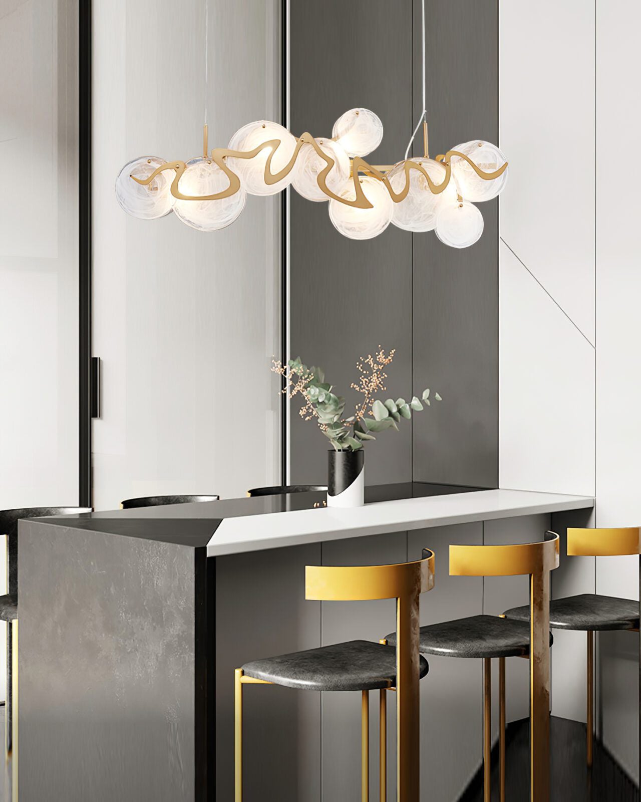 41 Inch Textured Glass Linear Chandelier - Elara