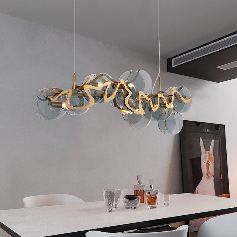 41 Inch Smoked Glass Linear Chandelier - Elara