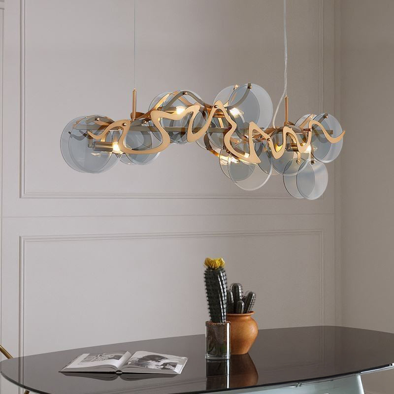 41 Inch Smoked Glass Linear Chandelier - Elara