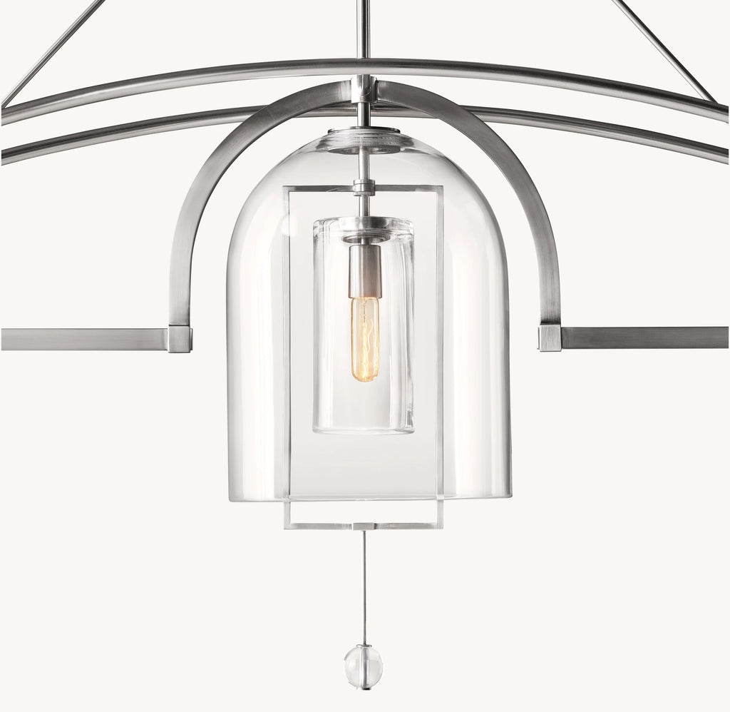 61 Inch Bell Glass Linear Chandelier - Fulcrum
