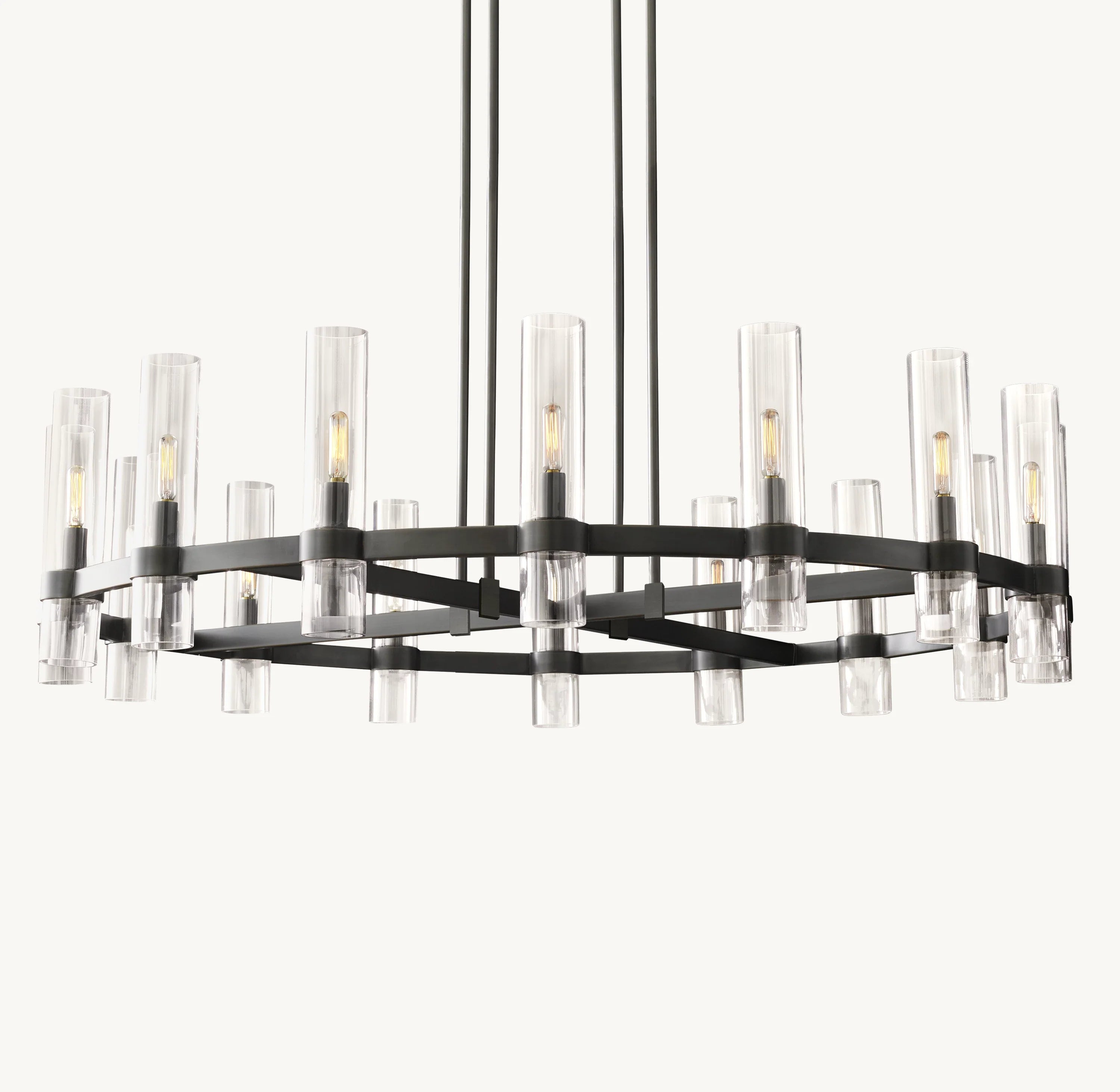 48 Inch Cylindrical Glass Candle Round Chandelier - Ravelle