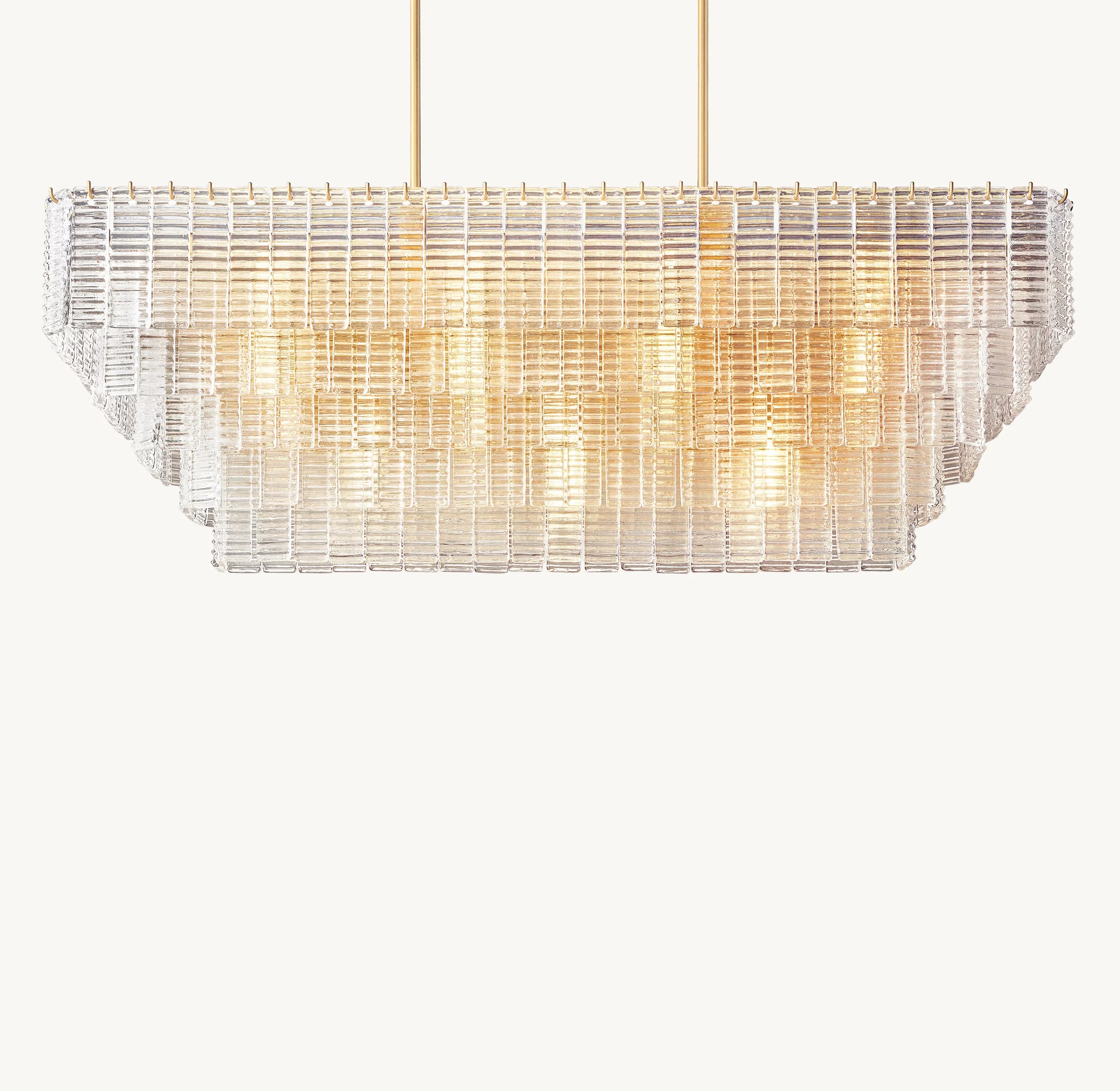 59 Inch Ribbed Clear Glass Rectangular Chandelier - Sirene
