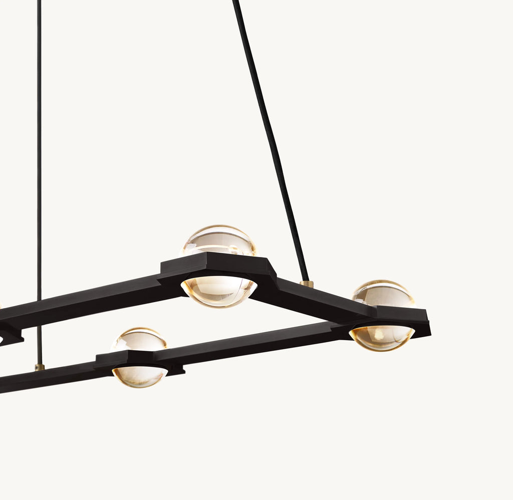54 Inch Globe Crystal Rectangular Chandelier - Eclatant