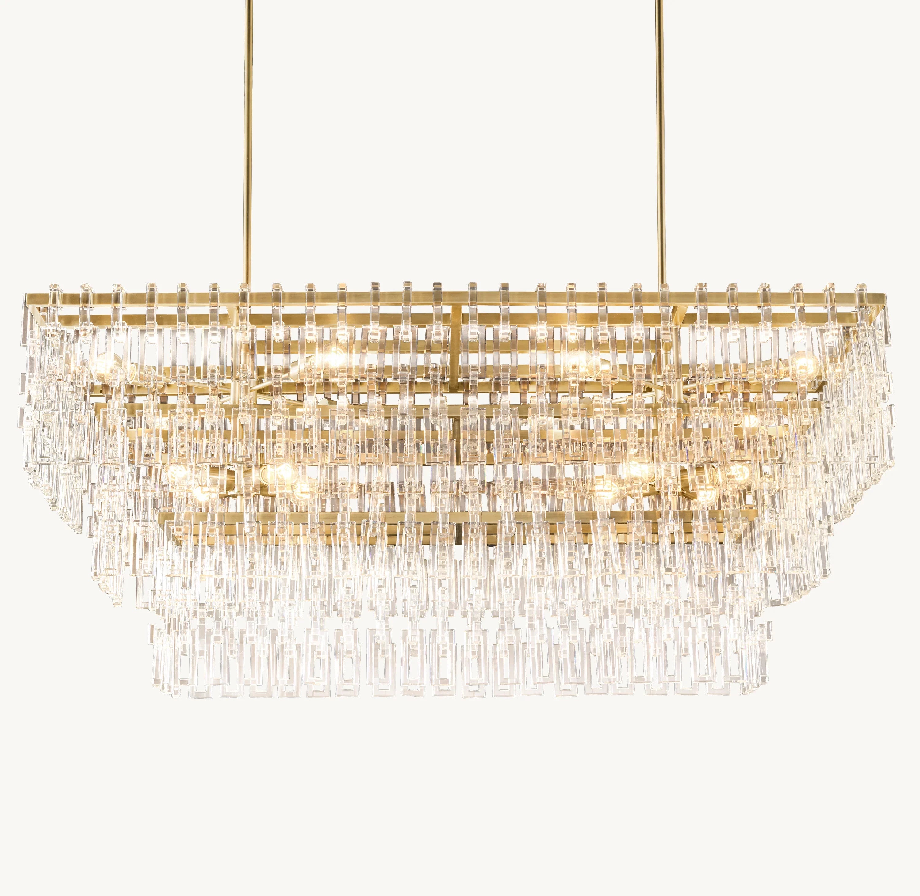 62 Inch Chain Crystal Tiered Rectangular Chandelier - Marignan