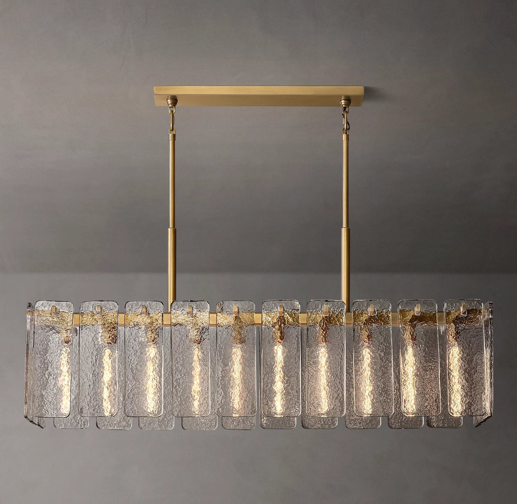 60 Inch Textured Glass Rectangular Chandelier - Calamette
