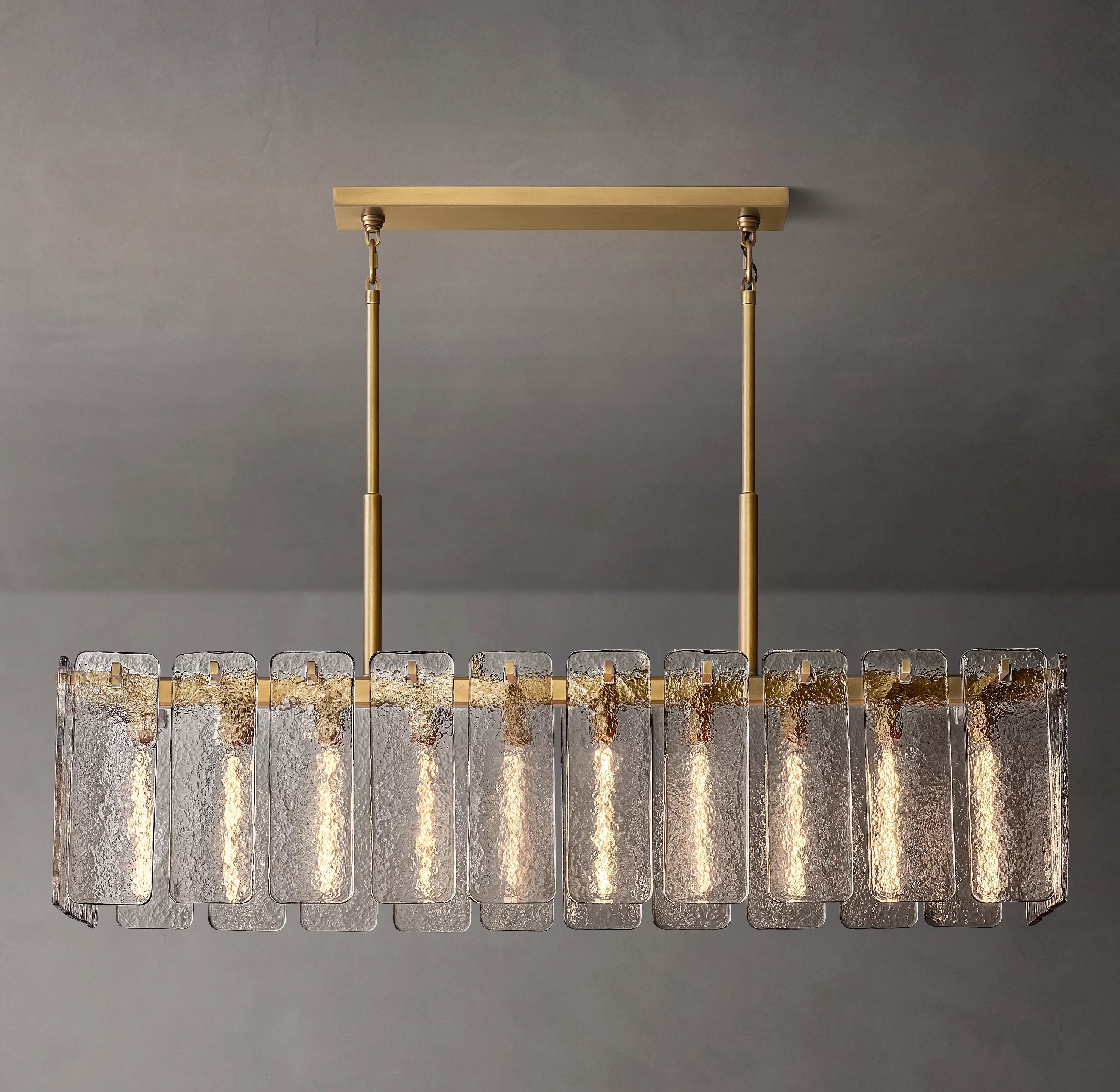 60 Inch Textured Glass Rectangular Chandelier - Calamette
