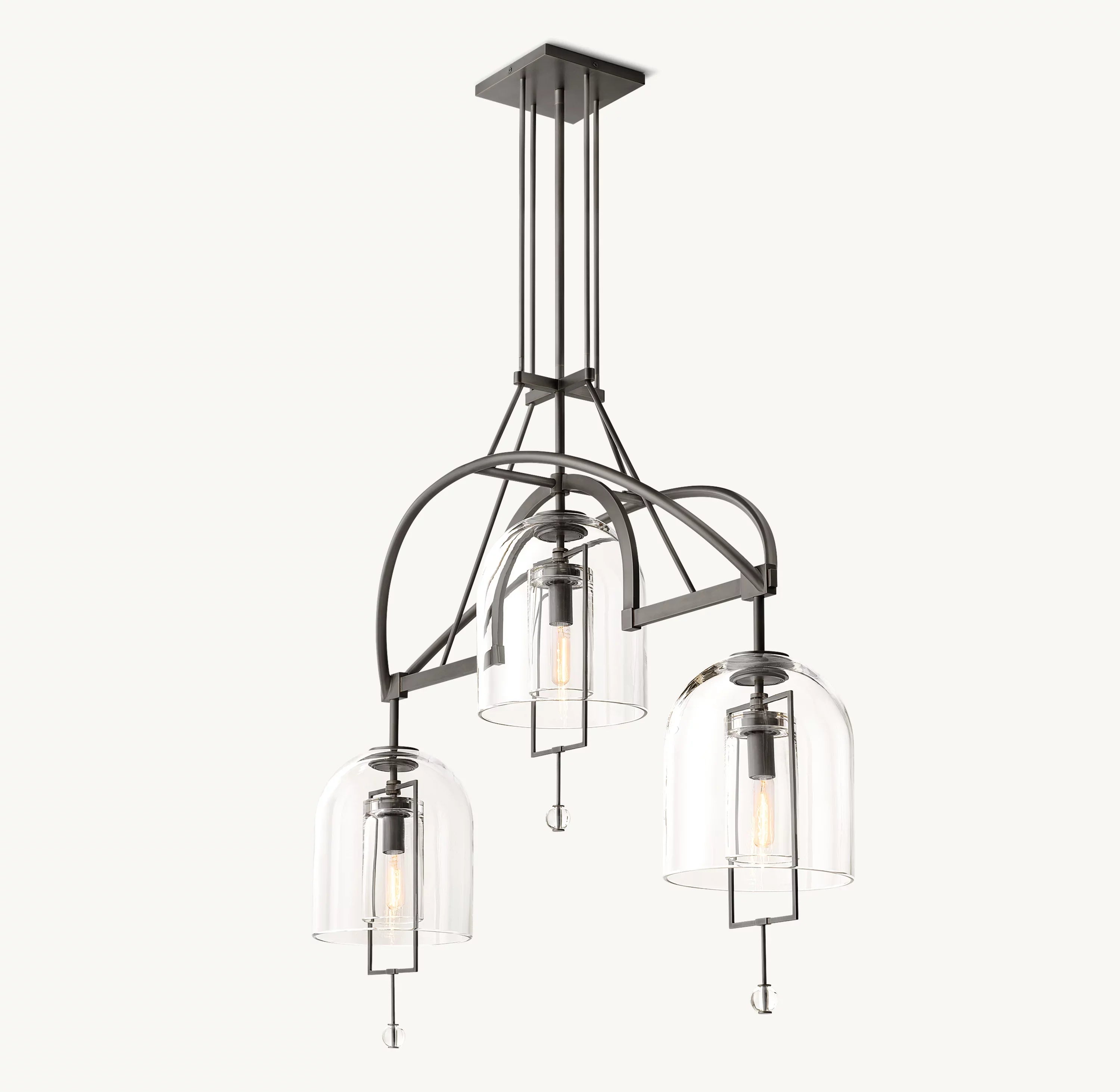 48 Inch Bell Glass Linear Chandelier - Fulcrum