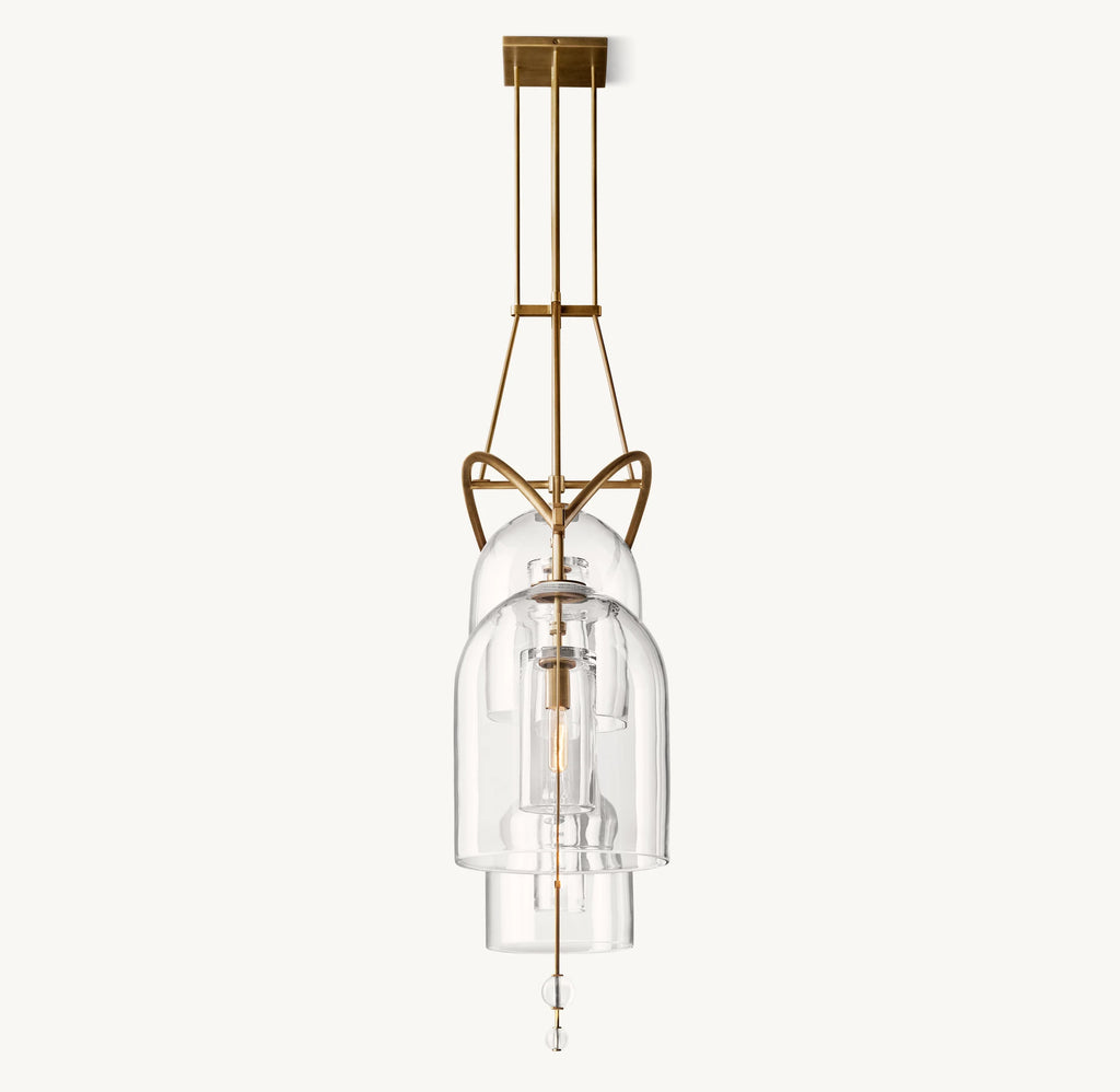 61 Inch Bell Glass Linear Chandelier - Fulcrum