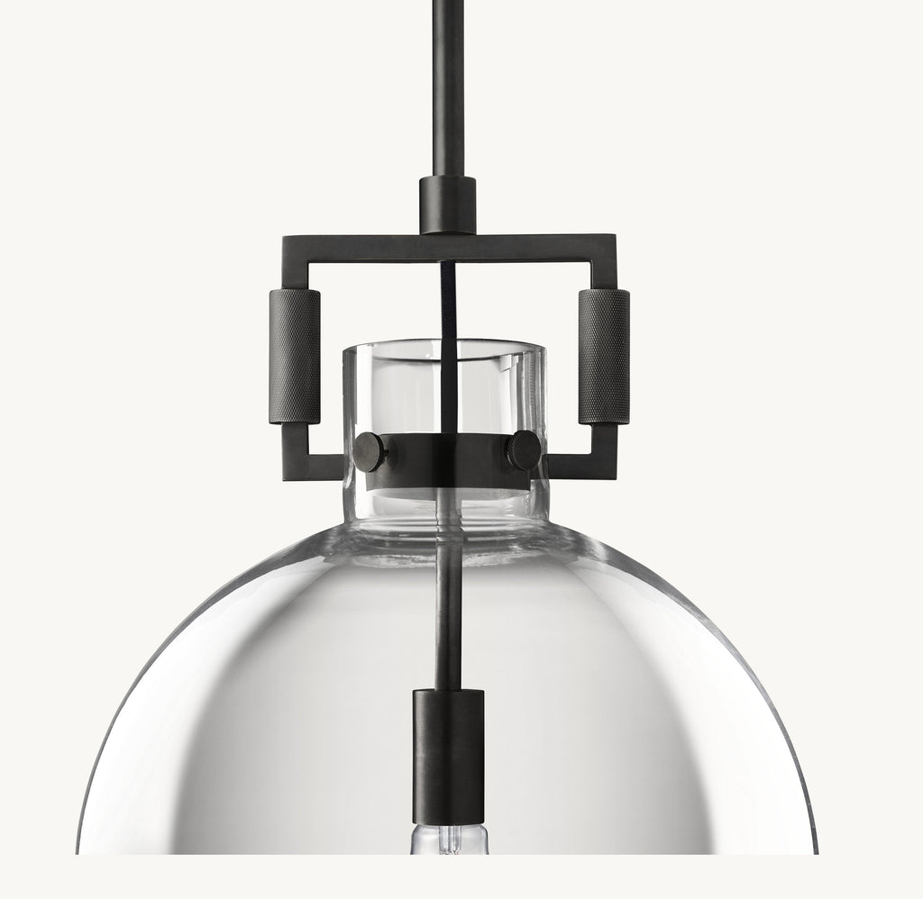 18 Inch Clear Glass Globe Pendant Light - Machinist