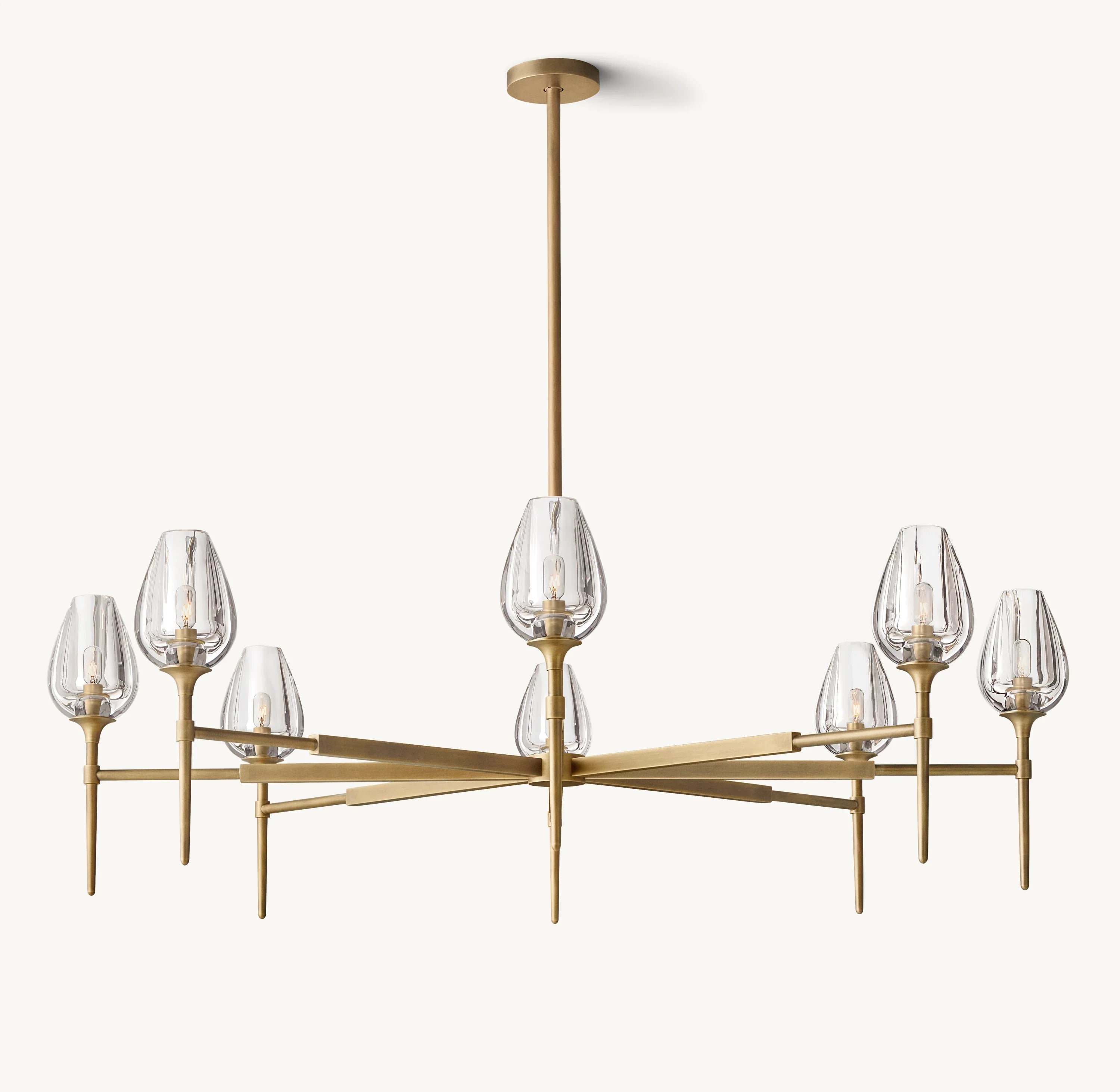 54 Inch Torchiere Crystal Arm Chandelier - Tulip
