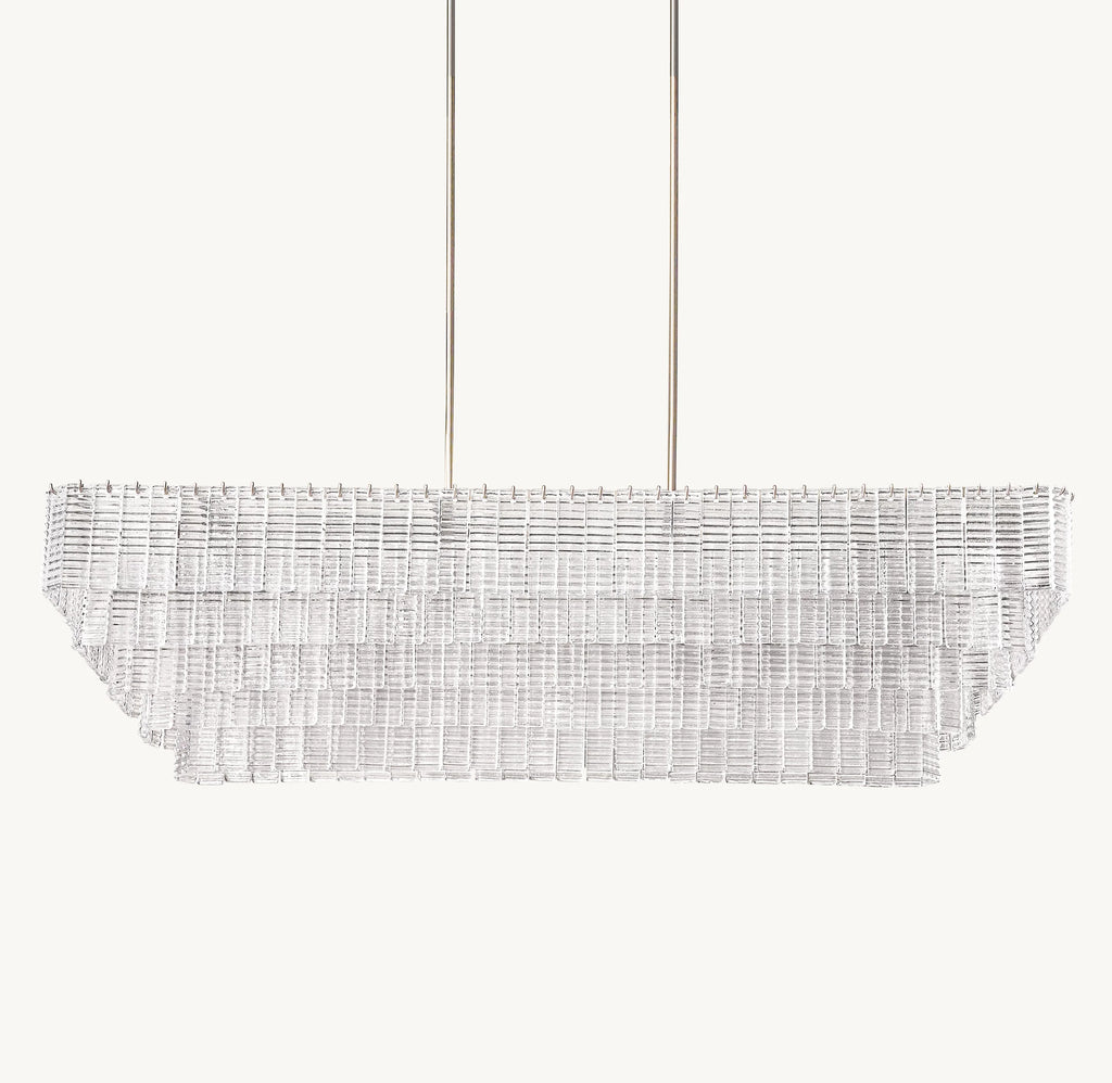 77 Inch Ribbed Clear Glass Rectangular Chandelier - Sirene