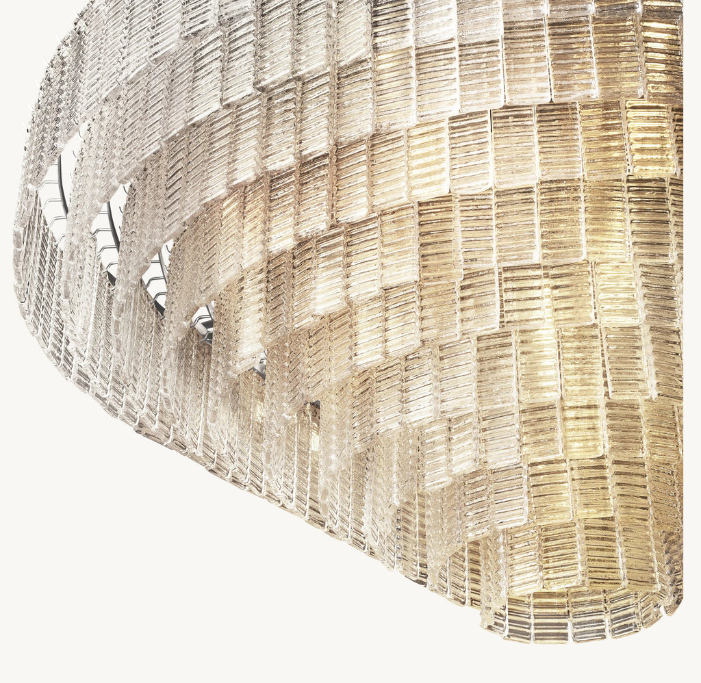 65 Inch Ribbed Clear Glass Tiered Chandelier - Sirene