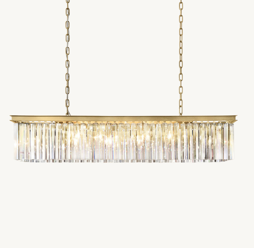 49 Inch Crystal Prism Rectangular Chandelier - Rhys