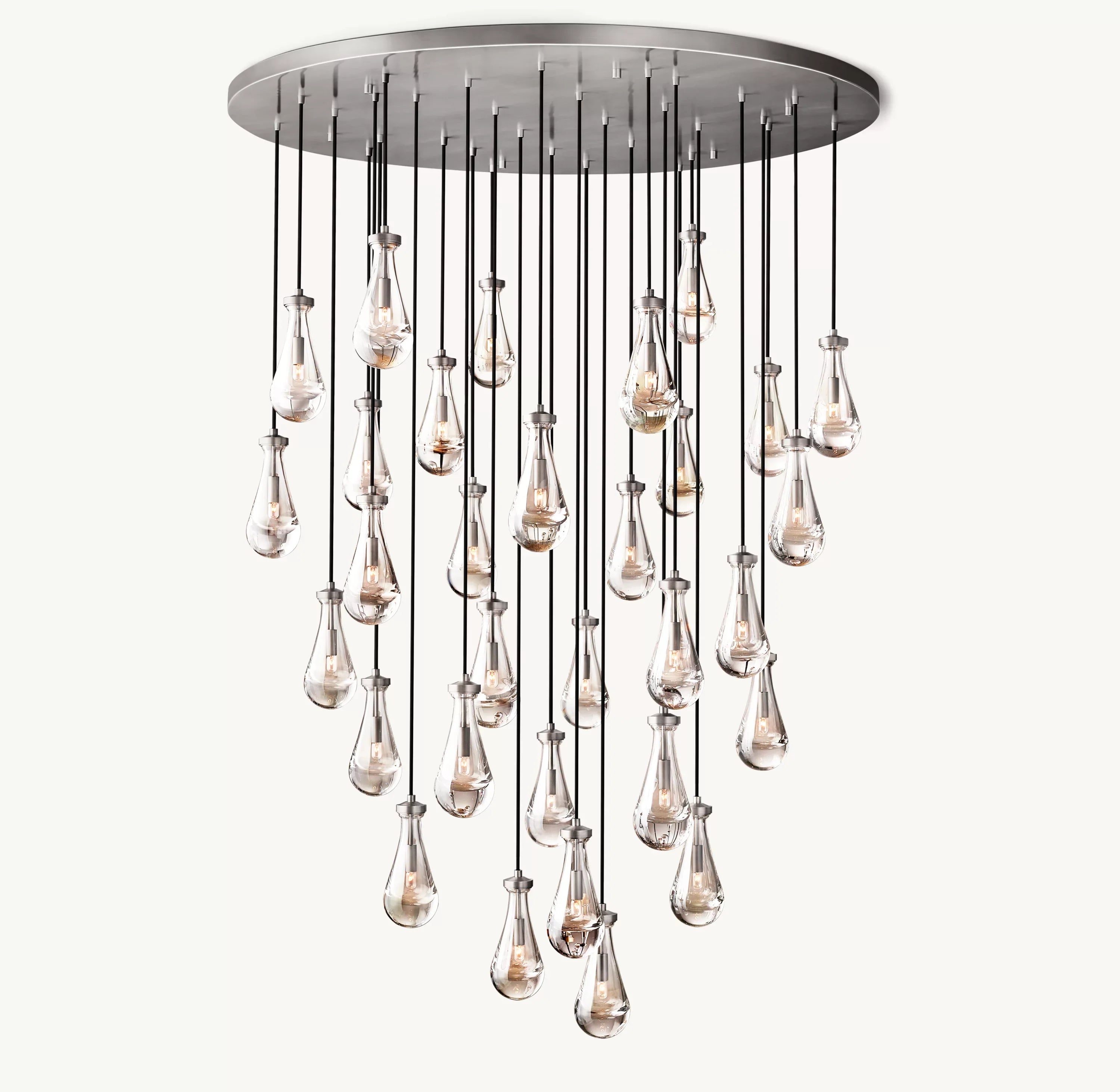 60 Inch Raindrop Glass Round Chandelier – Ava