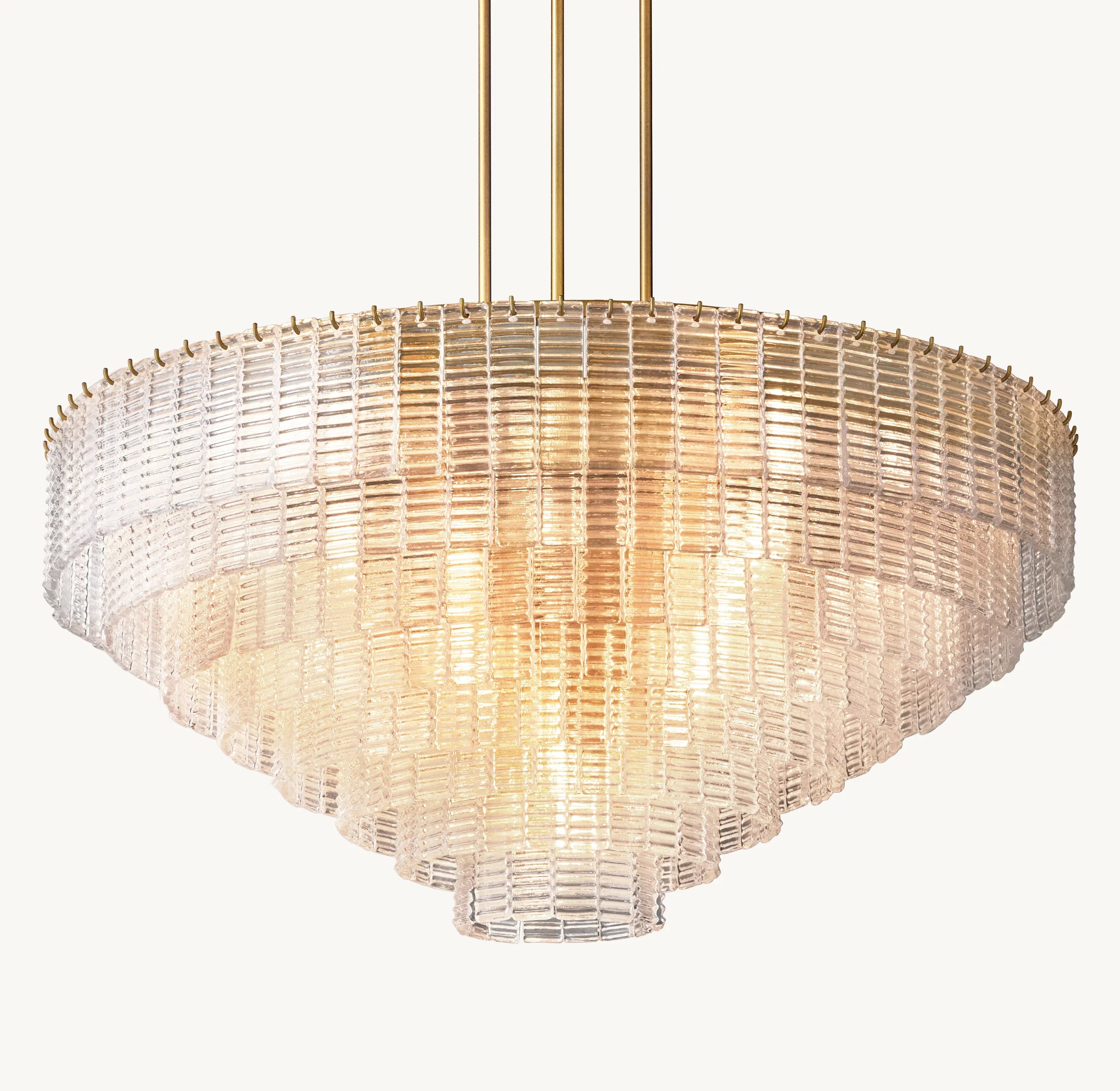52 Inch Ribbed Clear Glass Tiered Chandelier - Sirene
