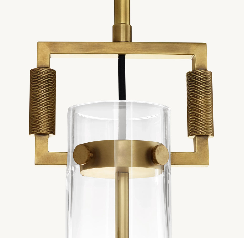 7 Inch Clear Glass Long Cylinder Pendant Light - Machinist