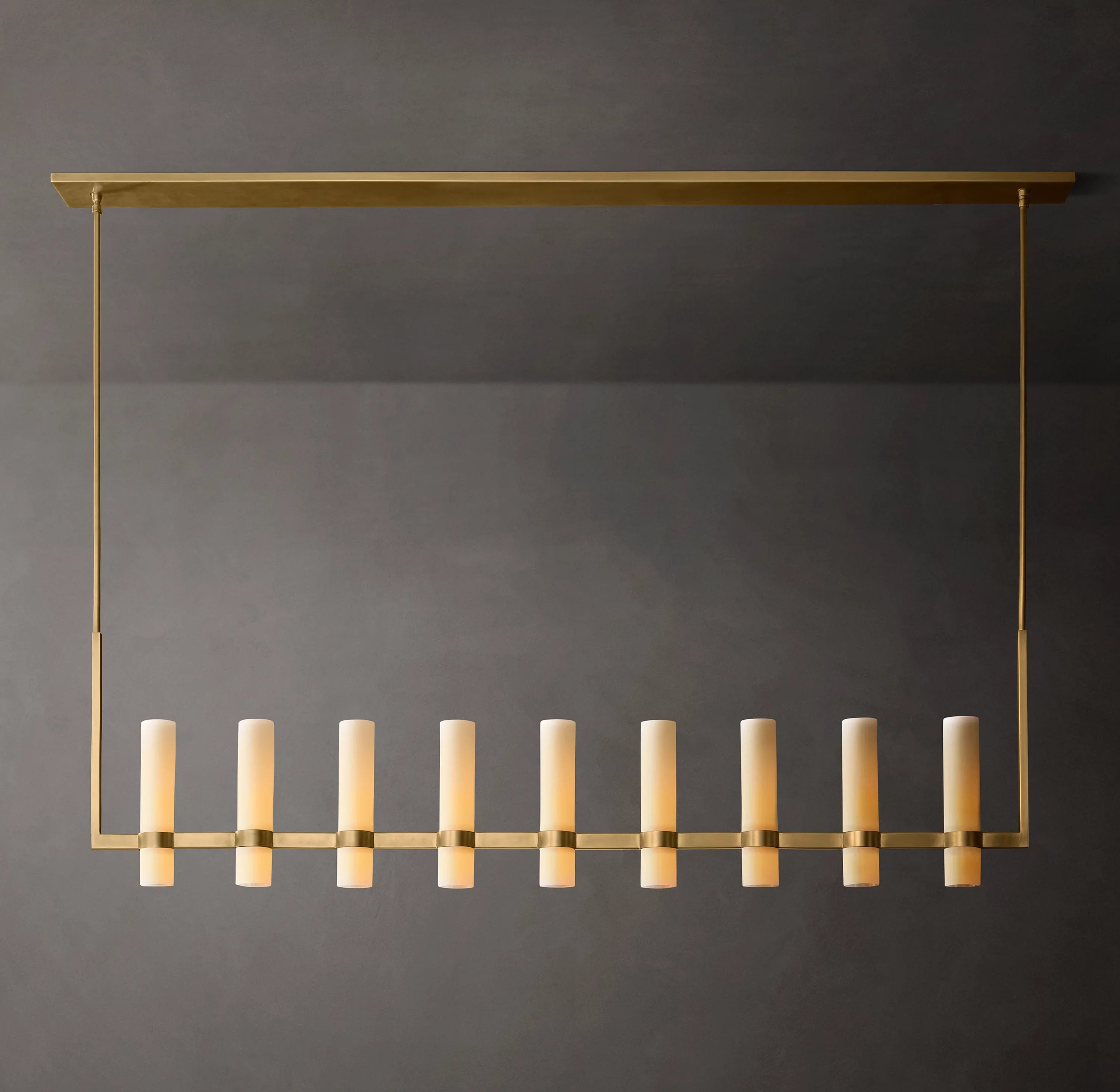 69 Inch Cylindrical Milk Glass Linear Chandelier - Ravelle