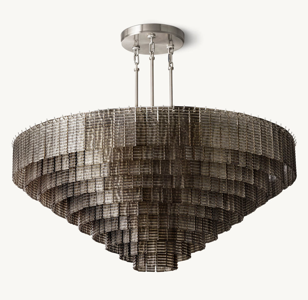65 Inch Ribbed Smoked Glass Tiered Chandelier - Sirene