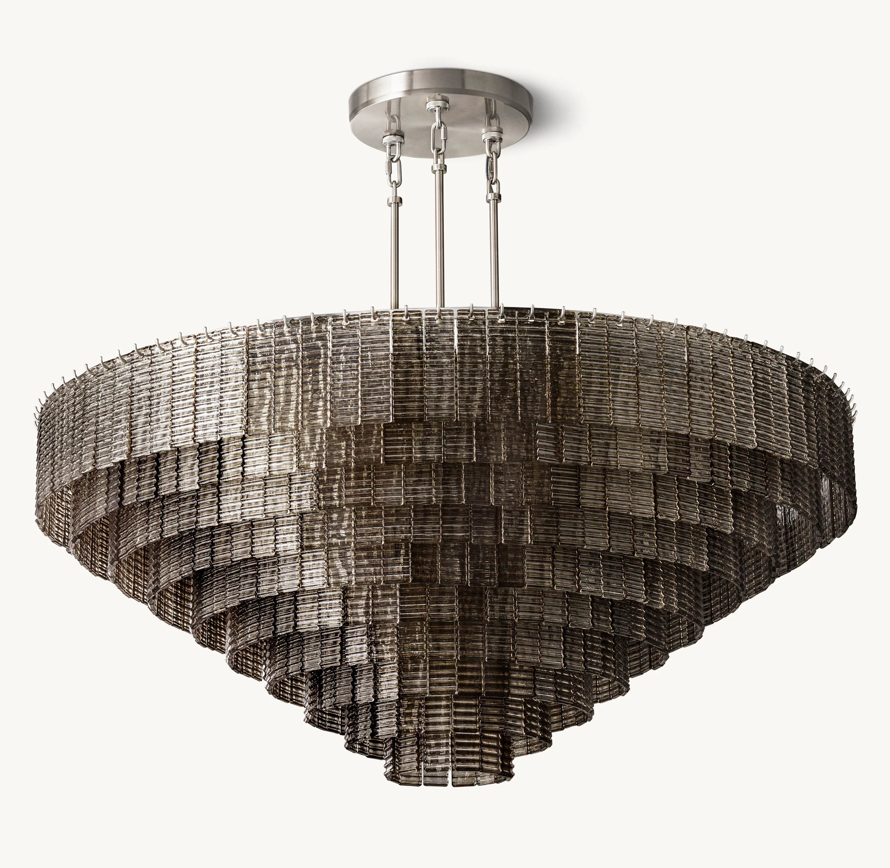 65 Inch Ribbed Smoked Glass Tiered Chandelier - Sirene