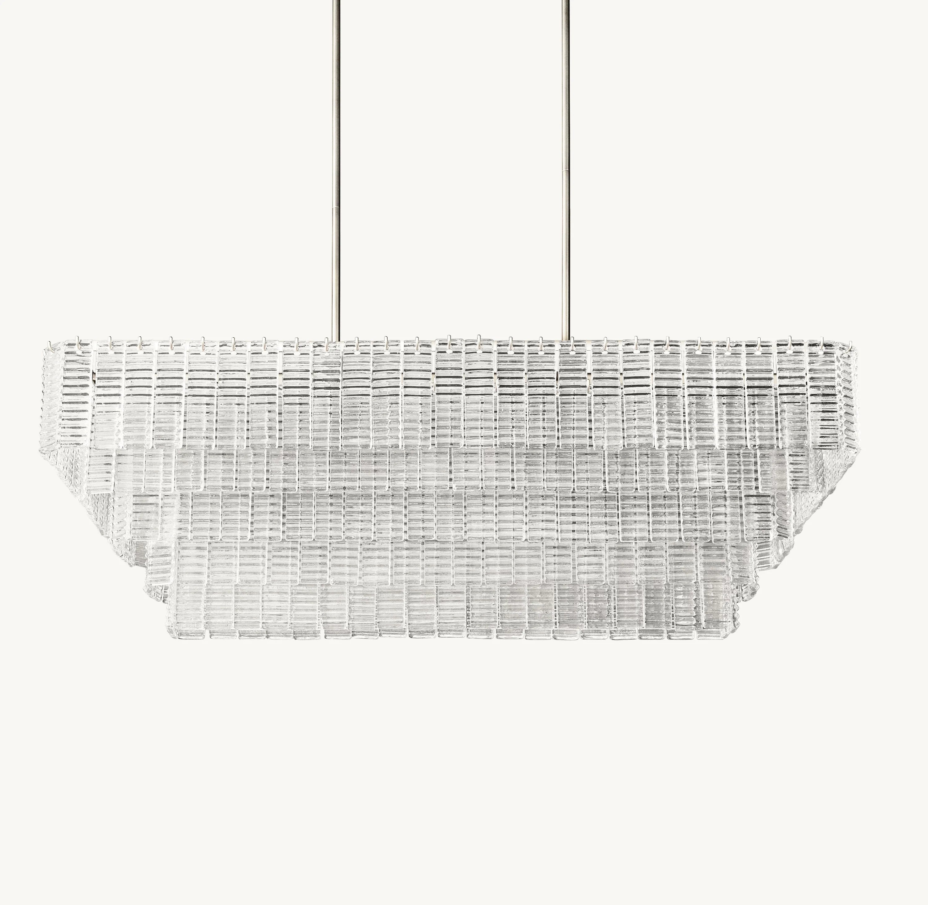 59 Inch Ribbed Clear Glass Rectangular Chandelier - Sirene