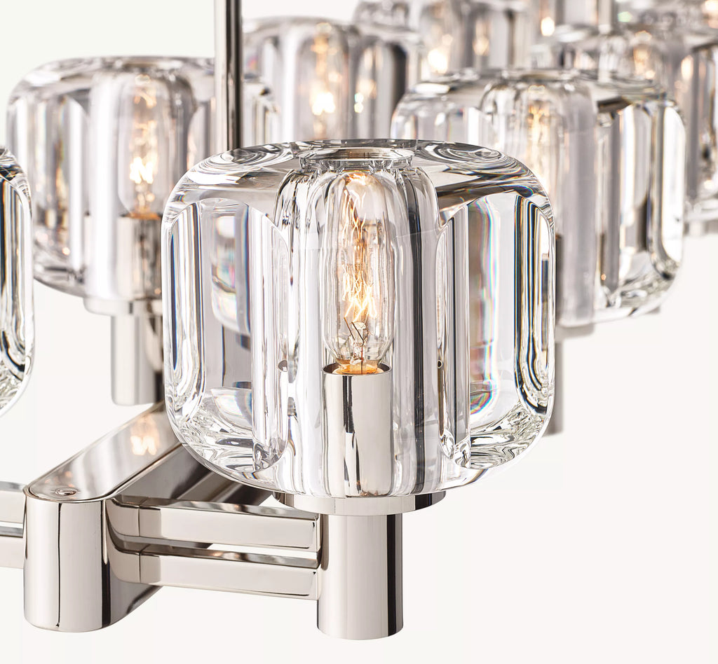 54 Inch Crystal Double Linear Candle Chandelier - Demaret