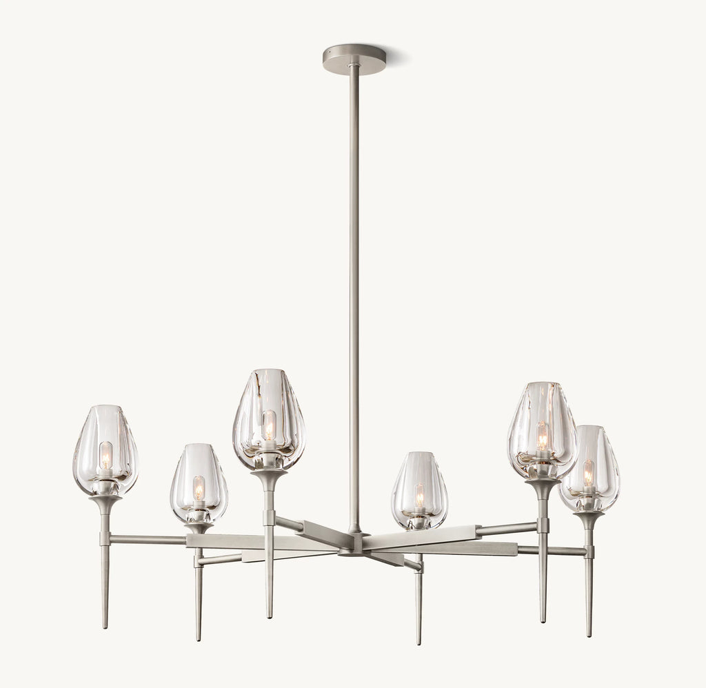 42 Inch Torchiere Crystal Arm Chandelier - Tulip