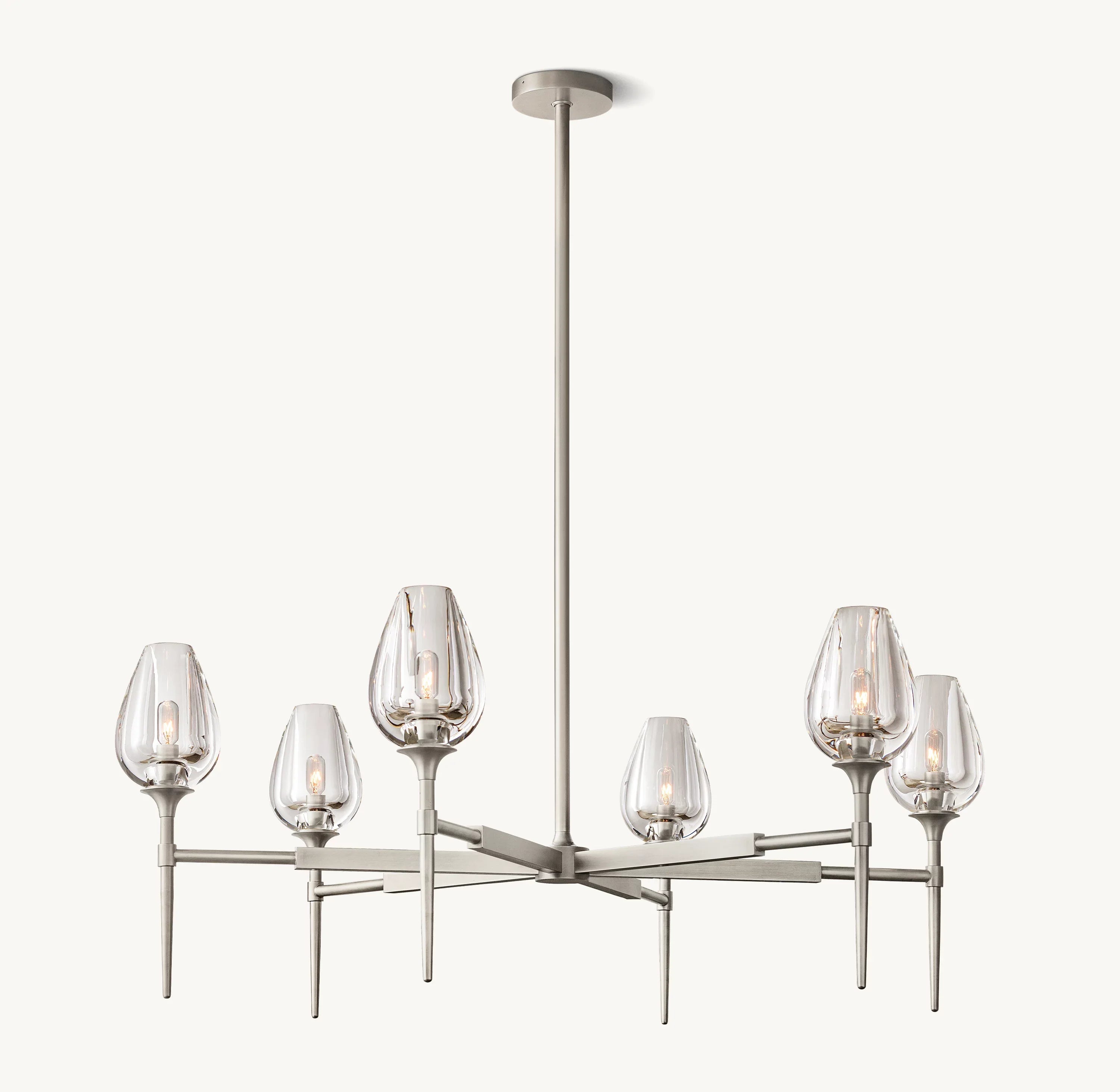 42 Inch Torchiere Crystal Arm Chandelier - Tulip