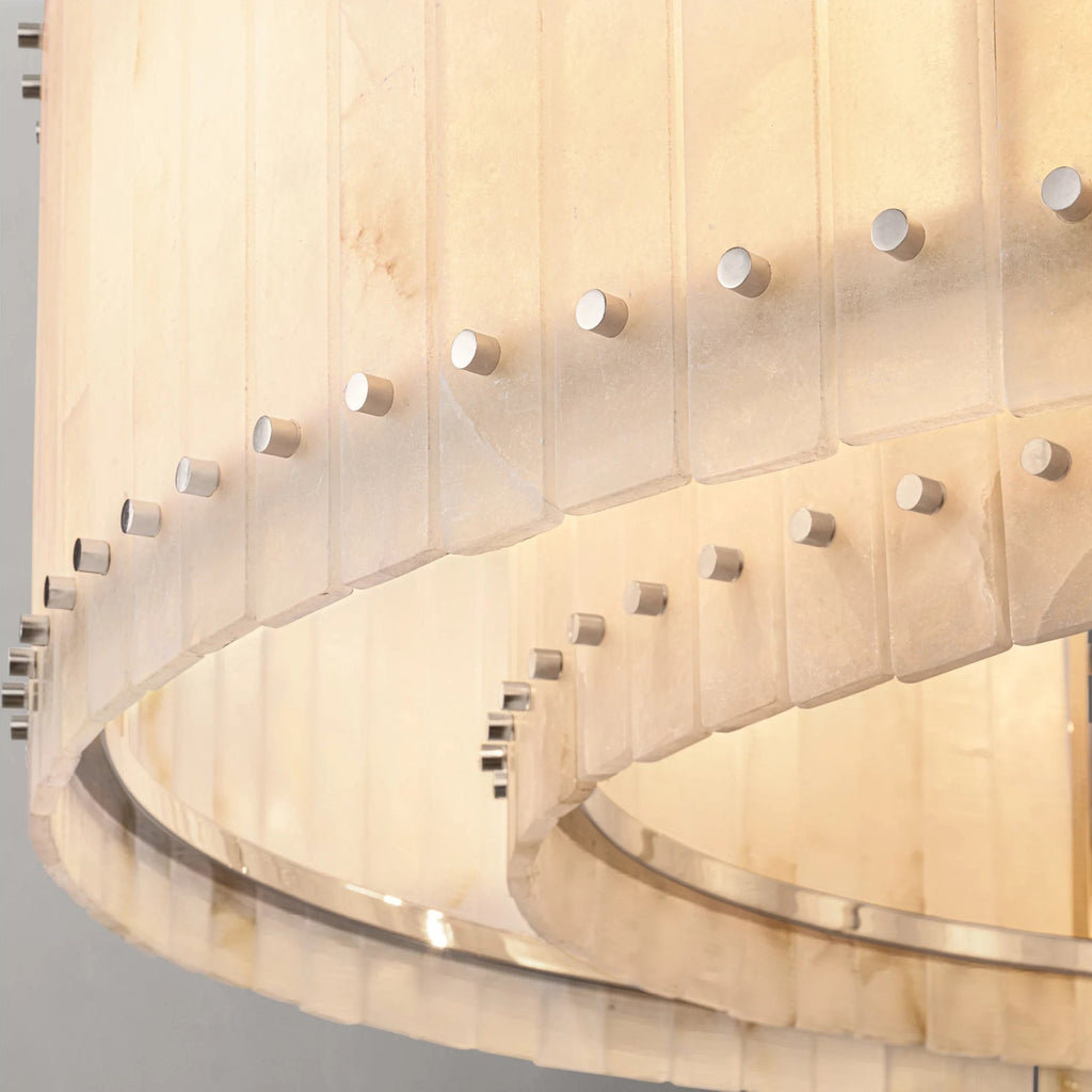 48 Inch Alabaster Two-Tier Chandelier - San Marco
