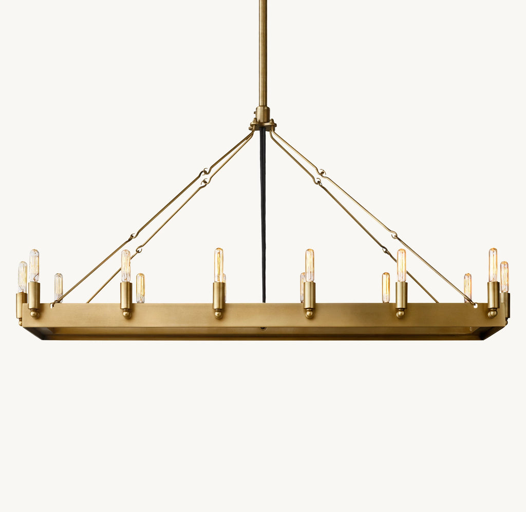 41 Inch Vintage Filament Tubular Candle Rectangular Chandelier - Camino