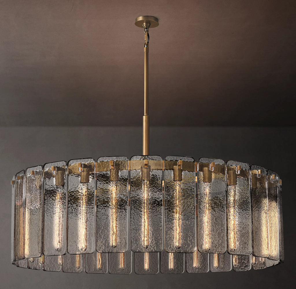 48 Inch Textured Glass Round Chandelier - Calamette