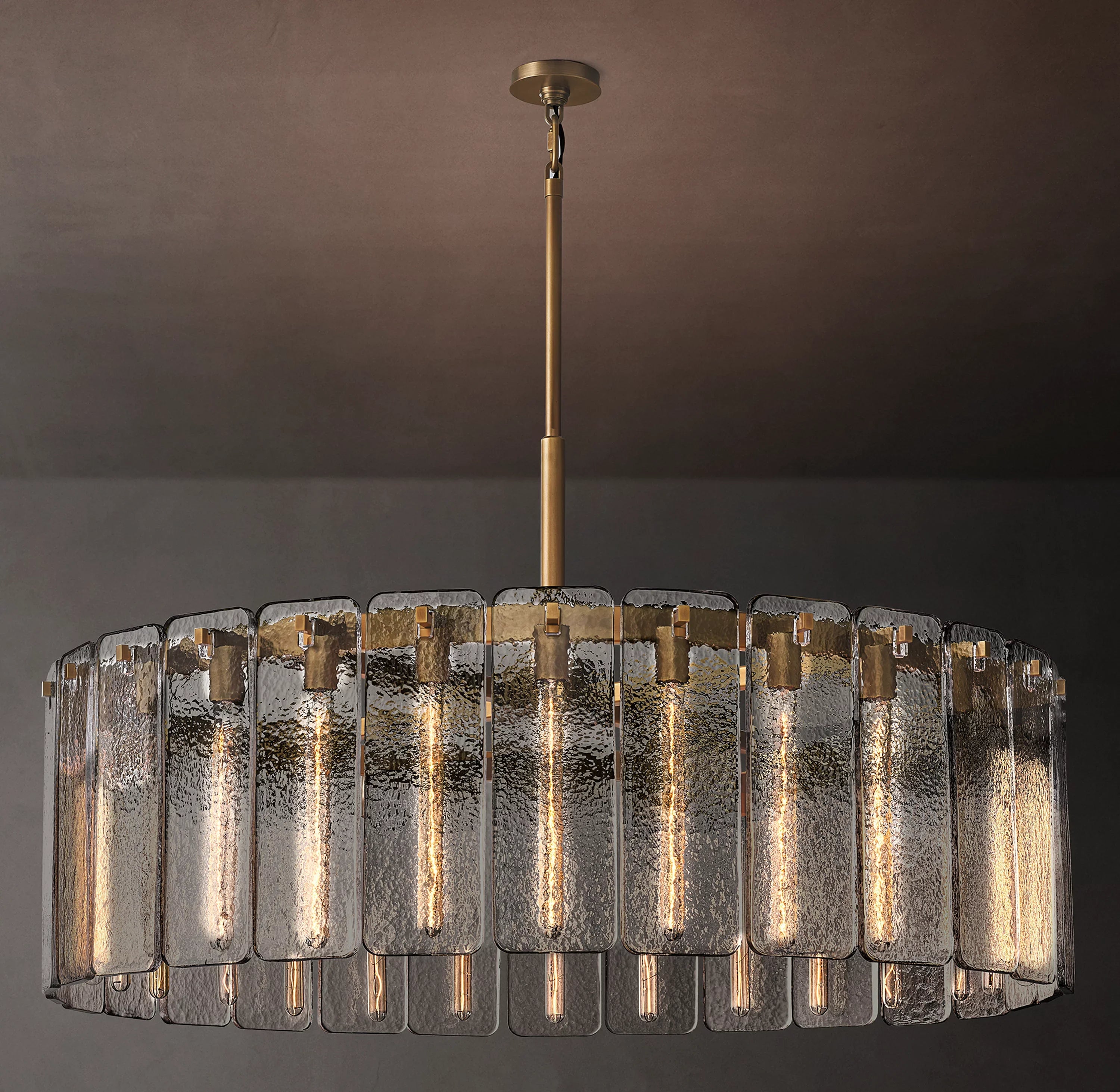 48 Inch Textured Glass Round Chandelier - Calamette