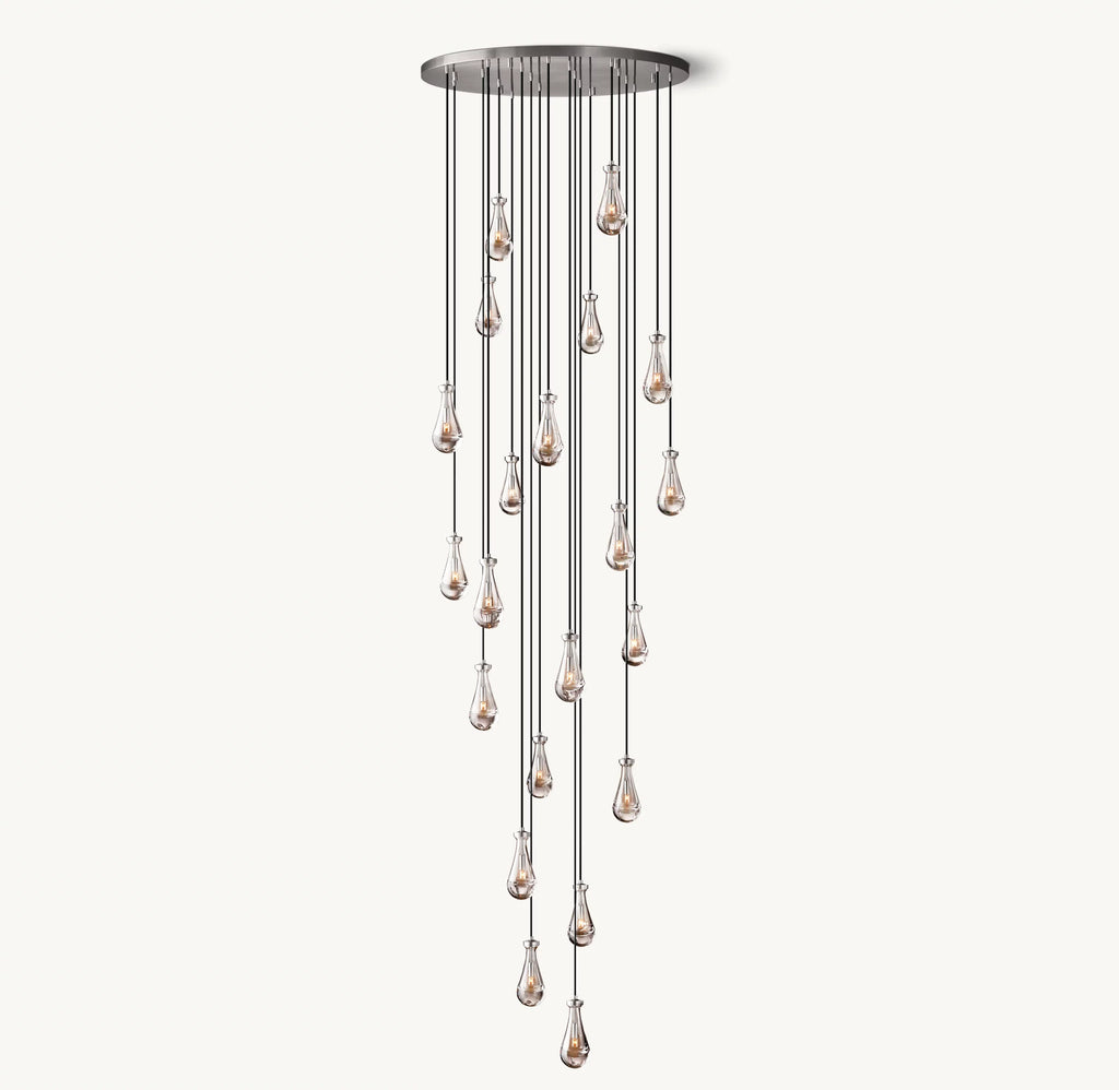 47 Inch Raindrop Glass Round Chandelier – Ava