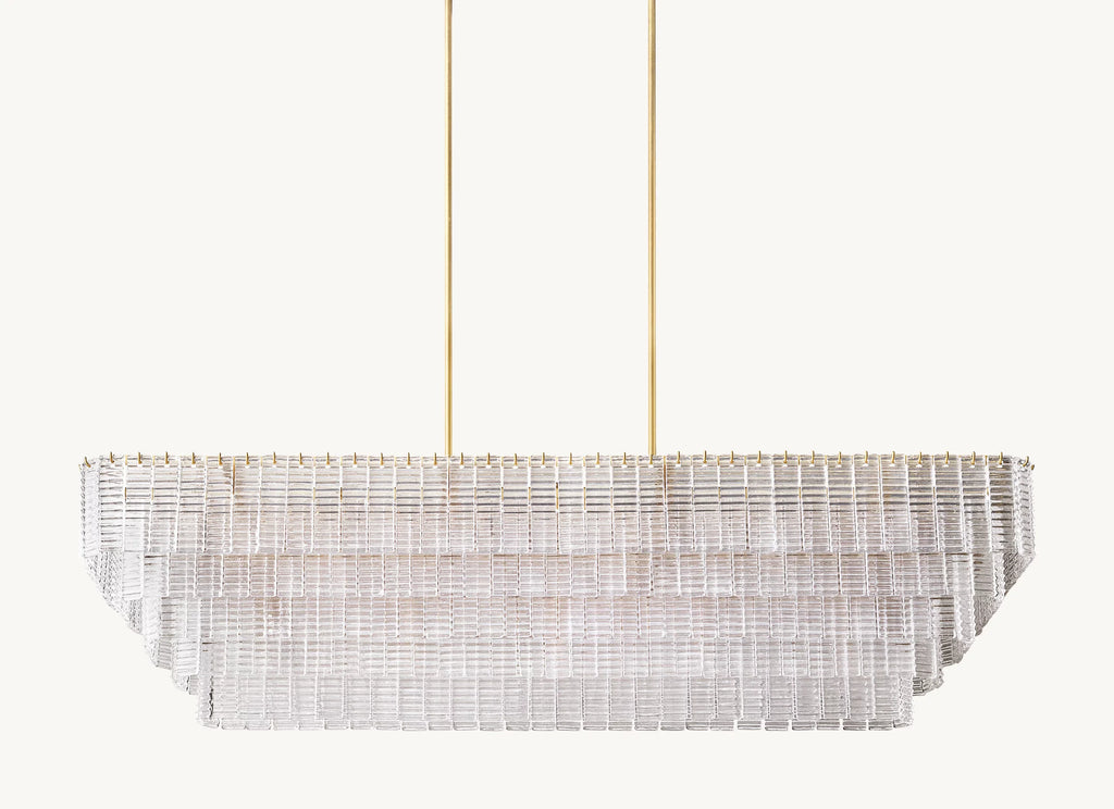 77 Inch Ribbed Clear Glass Rectangular Chandelier - Sirene