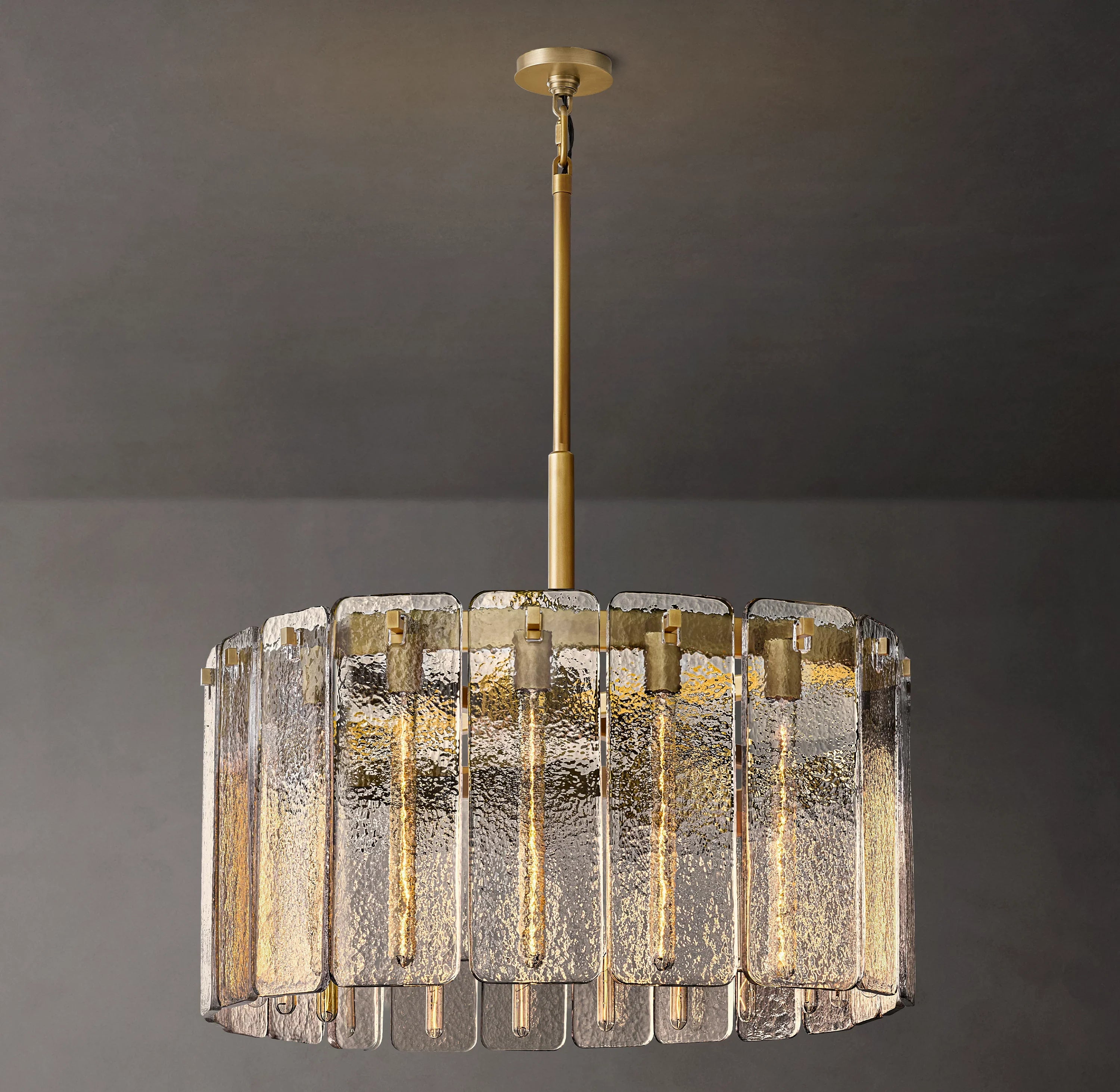 36 Inch Textured Glass Round Chandelier - Calamette
