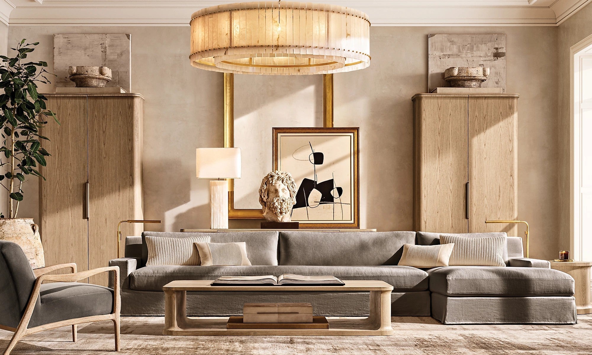 60 Inch Alabaster Round Chandelier - San Marco