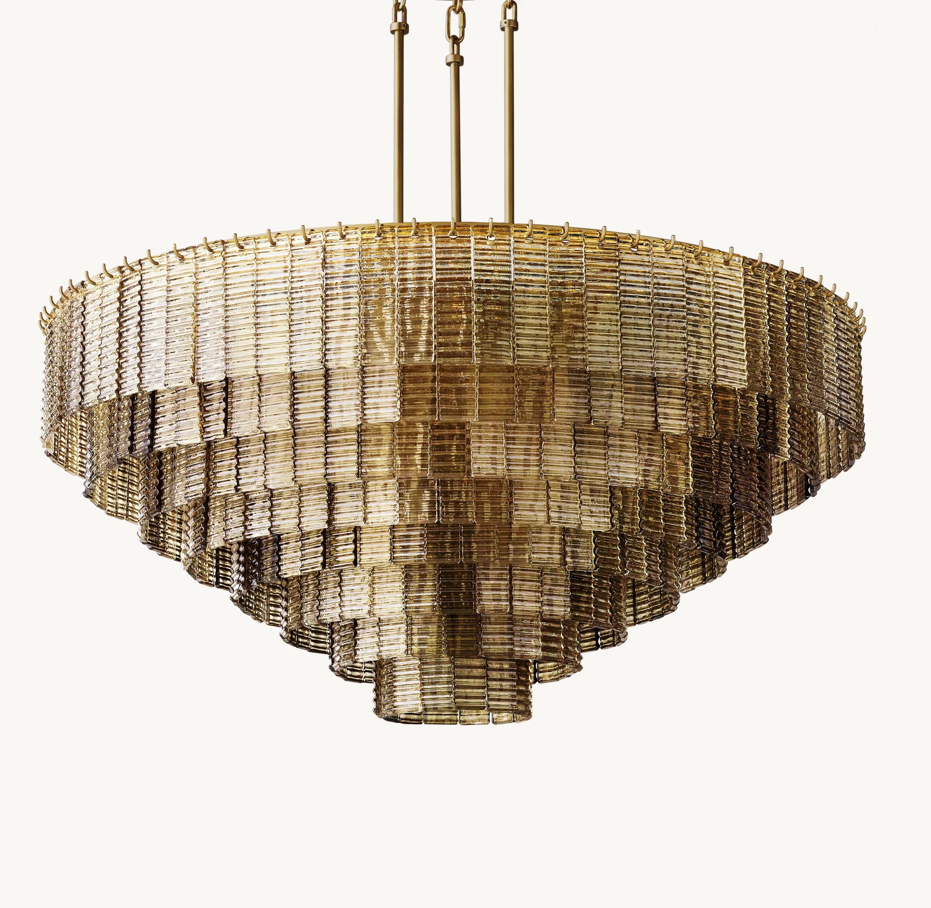 52 Inch Ribbed Smoked Glass Tiered Chandelier - Sirene