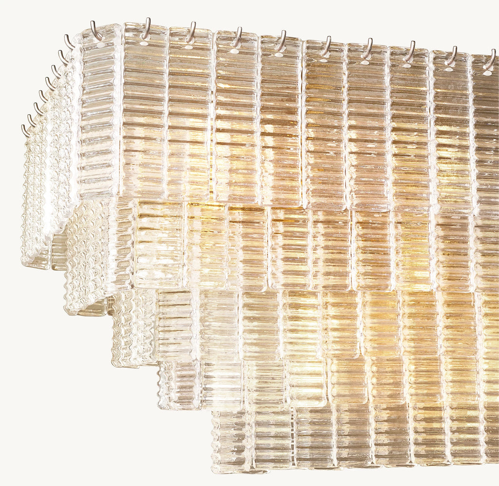 77 Inch Ribbed Clear Glass Rectangular Chandelier - Sirene