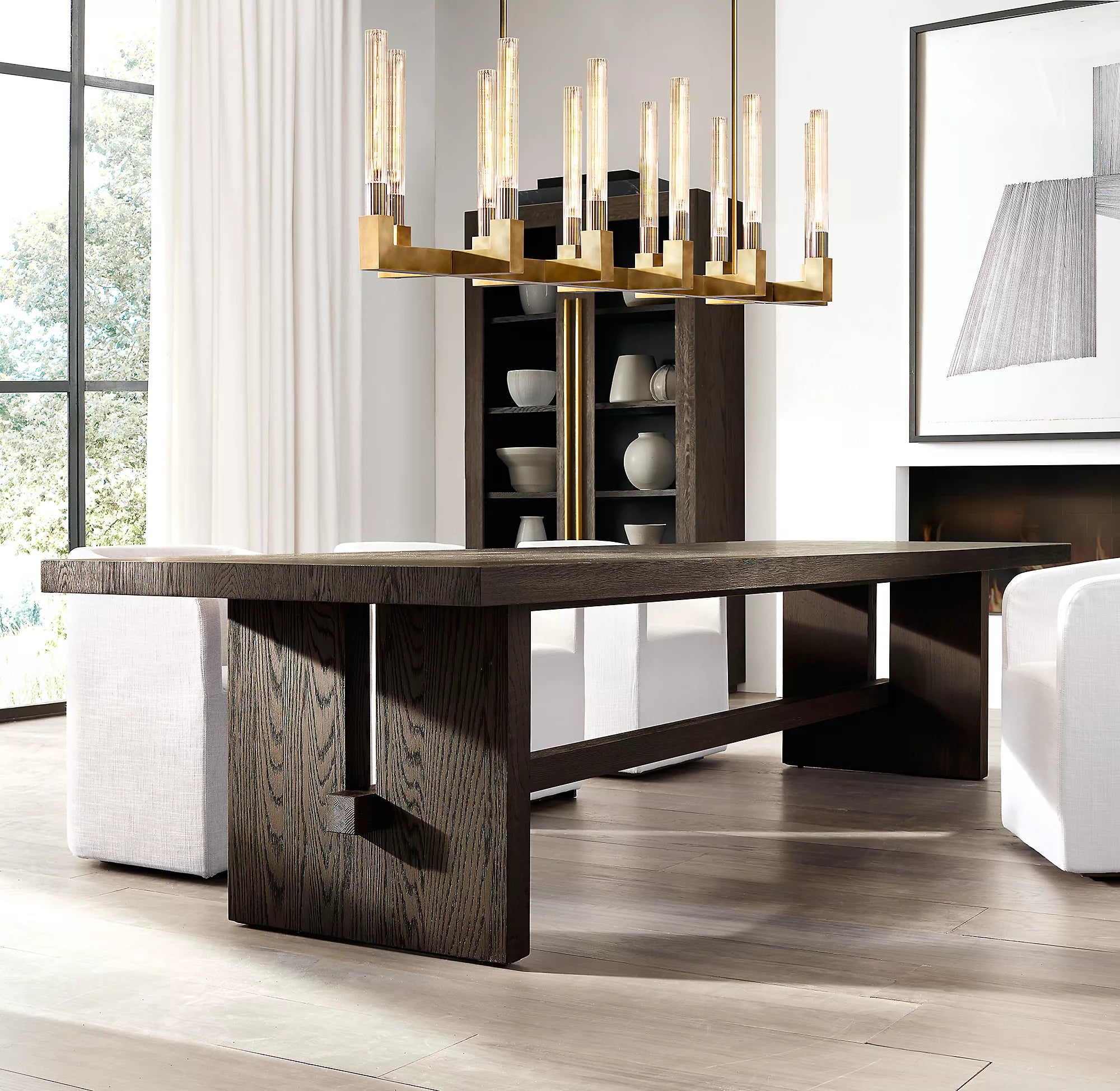 67 Inch Fluted-Glass Candlestick Linear Chandelier - Cannele