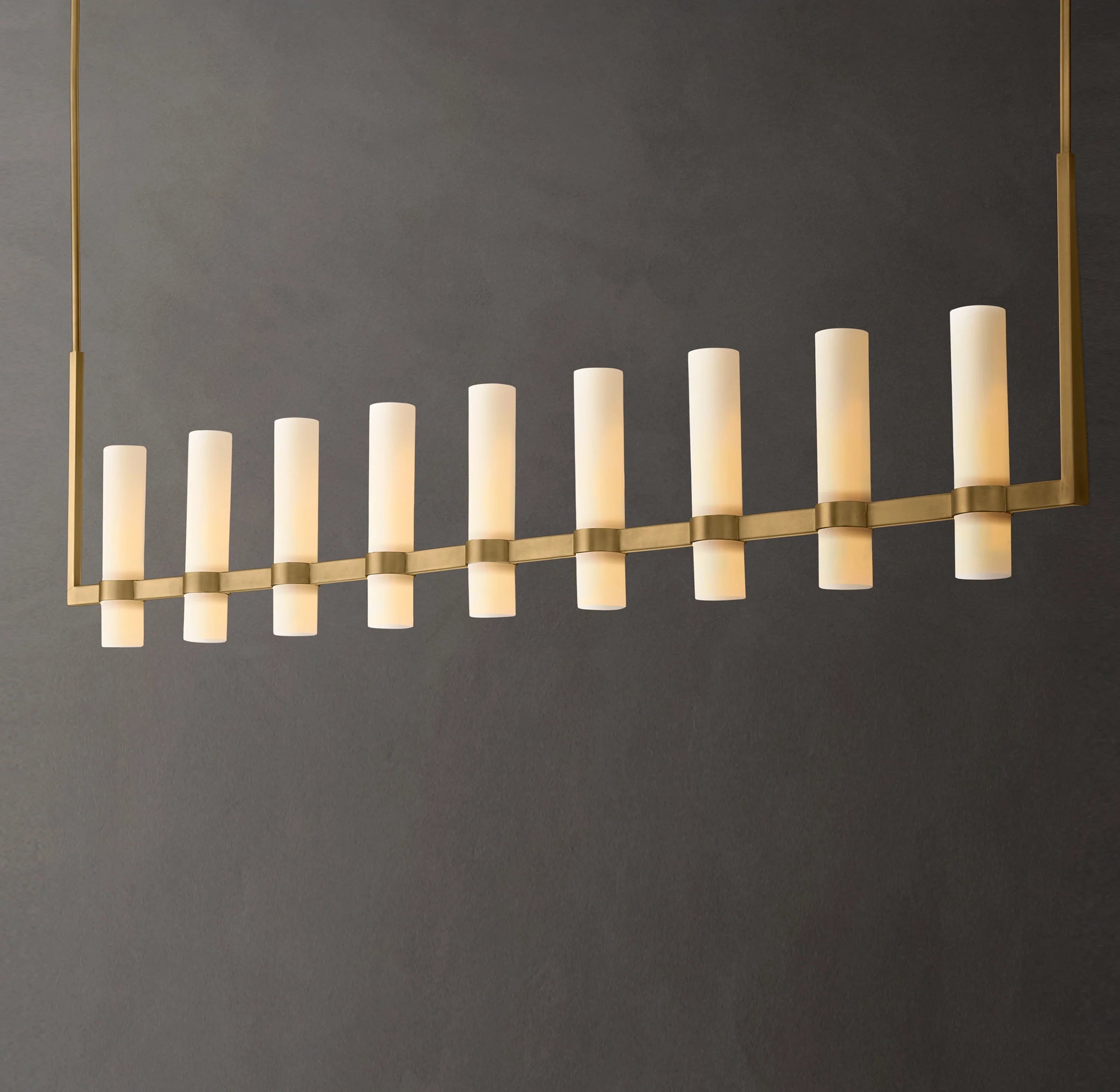 69 Inch Cylindrical Milk Glass Linear Chandelier - Ravelle