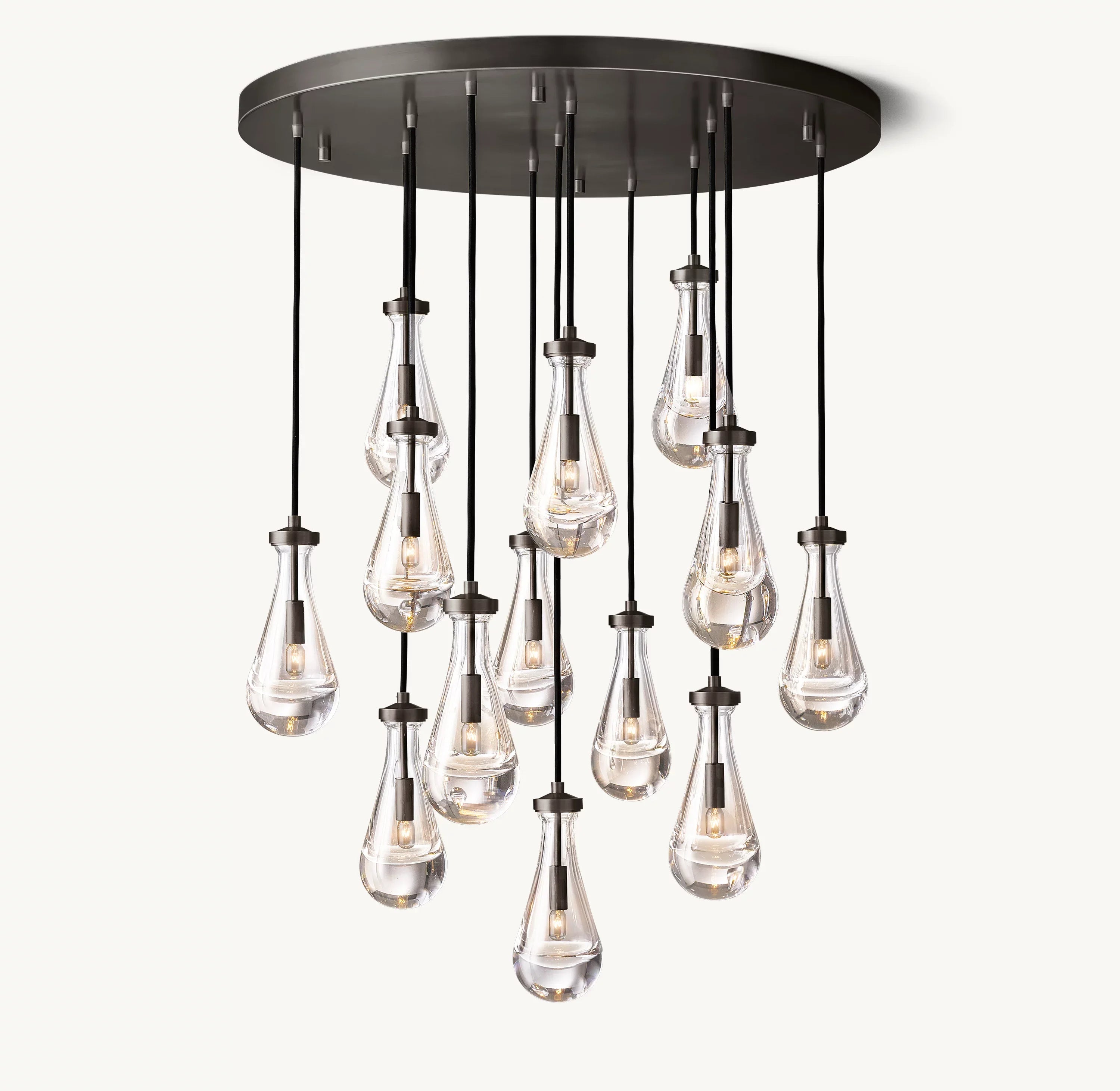 36 Inch Raindrop Glass Round Chandelier – Ava