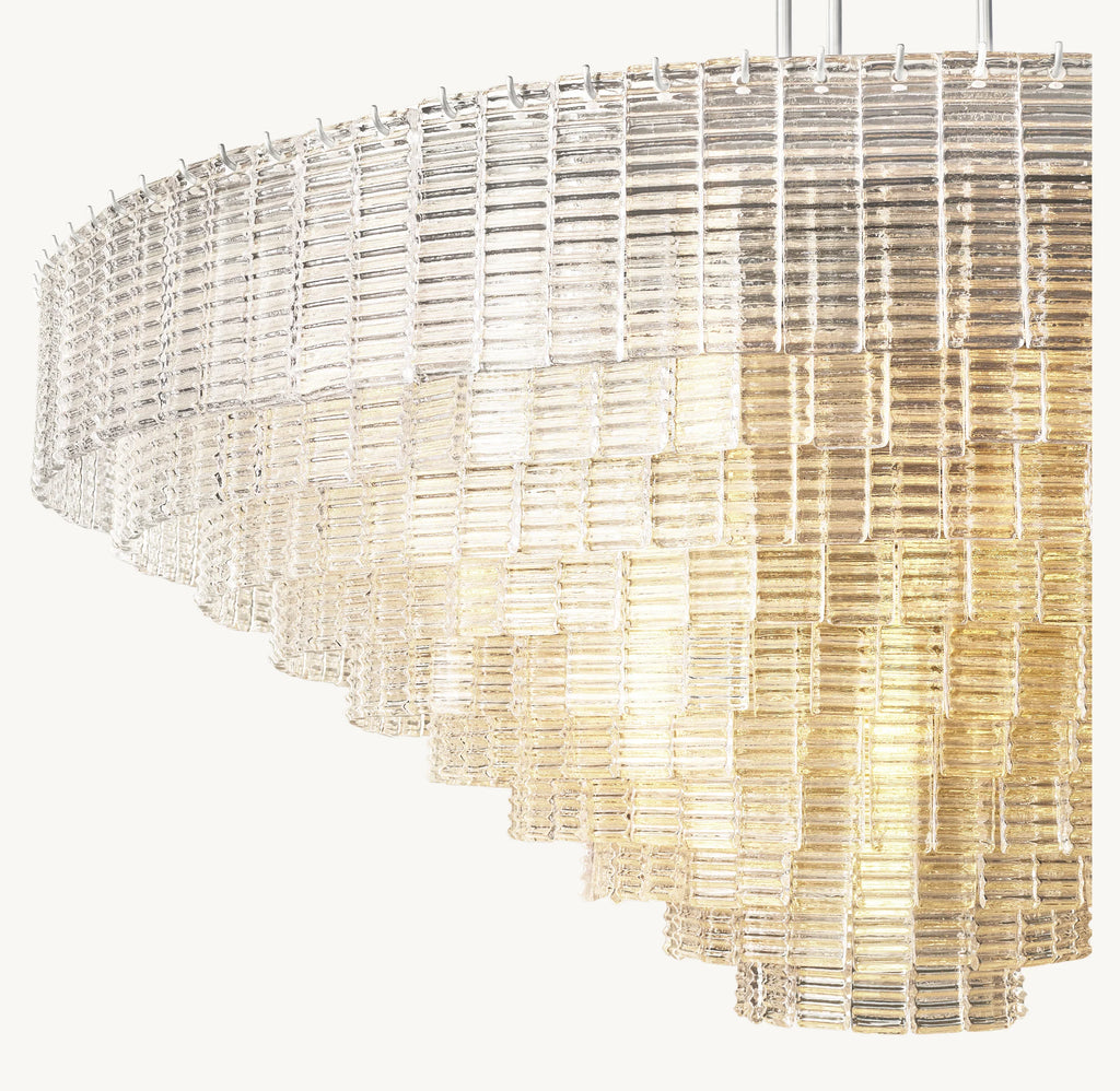 65 Inch Ribbed Clear Glass Tiered Chandelier - Sirene