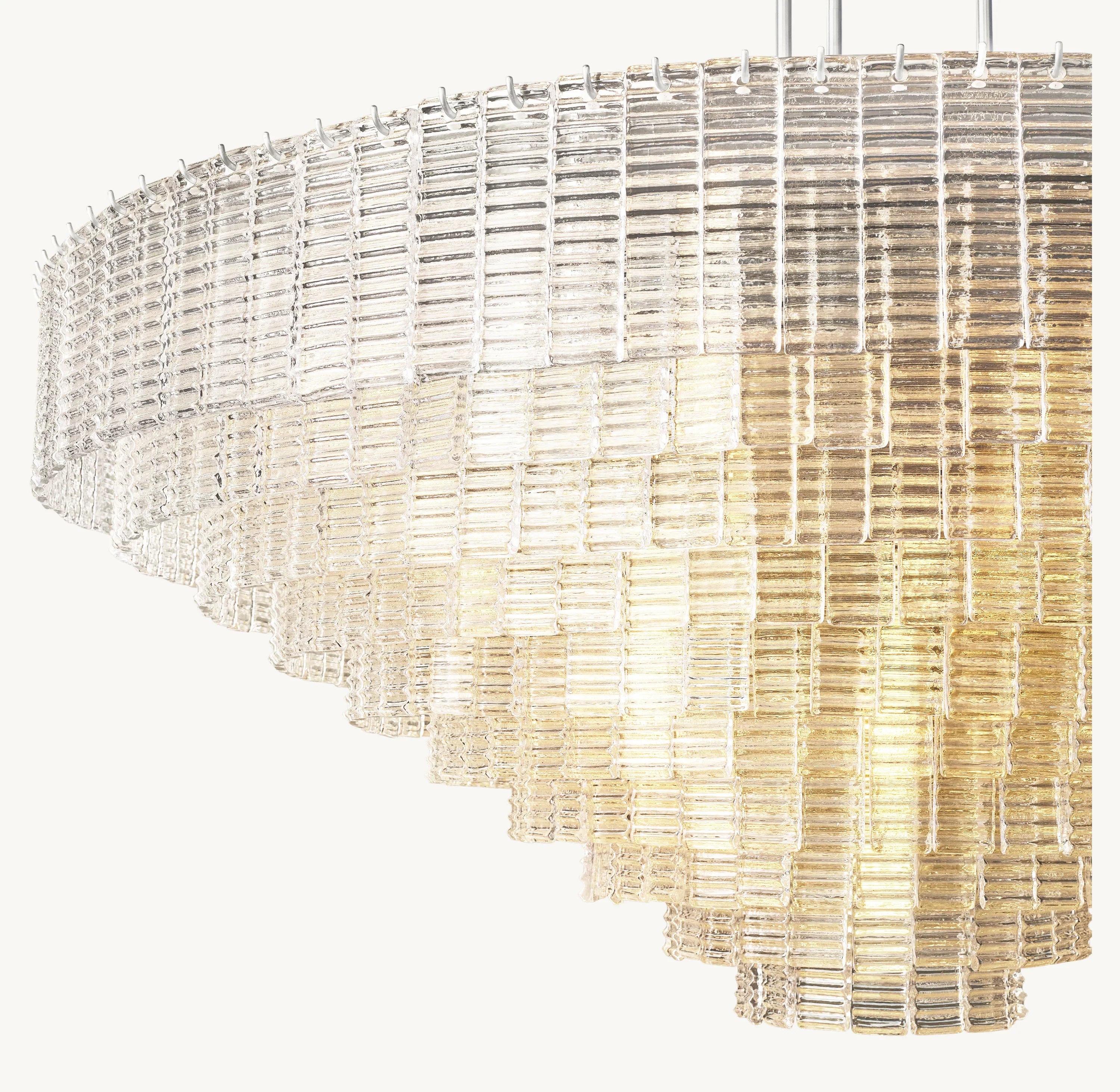 65 Inch Ribbed Clear Glass Tiered Chandelier - Sirene