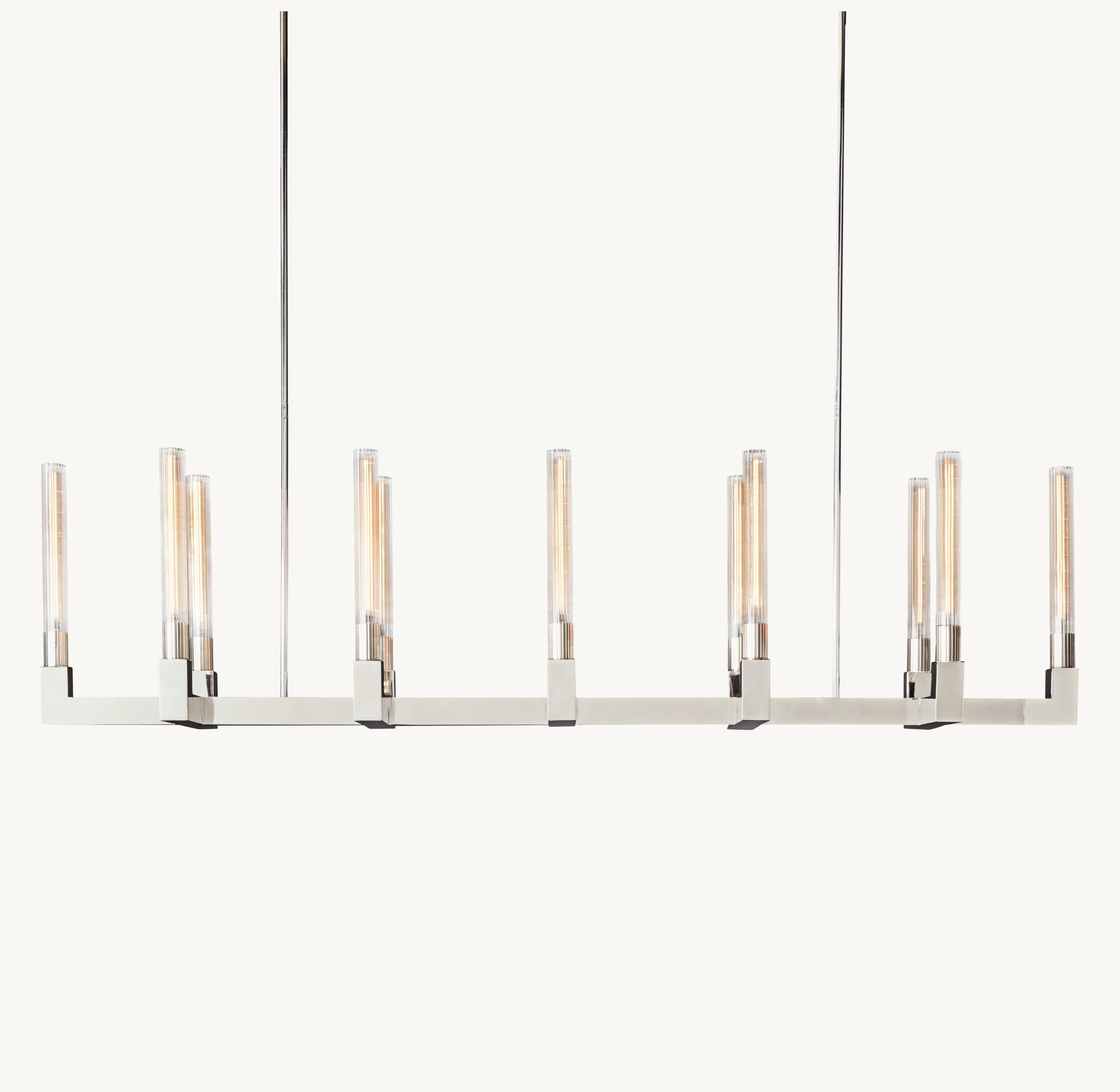 67 Inch Fluted-Glass Candlestick Linear Chandelier - Cannele