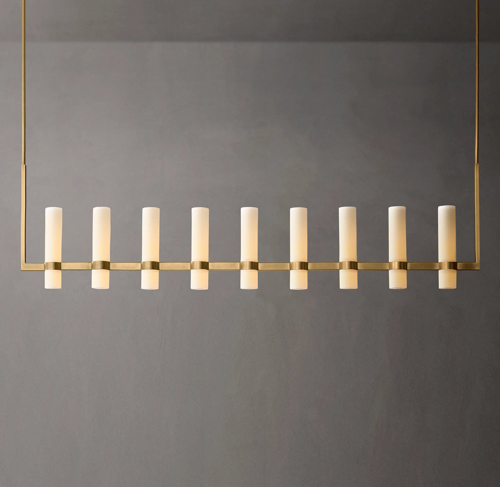69 Inch Cylindrical Milk Glass Linear Chandelier - Ravelle