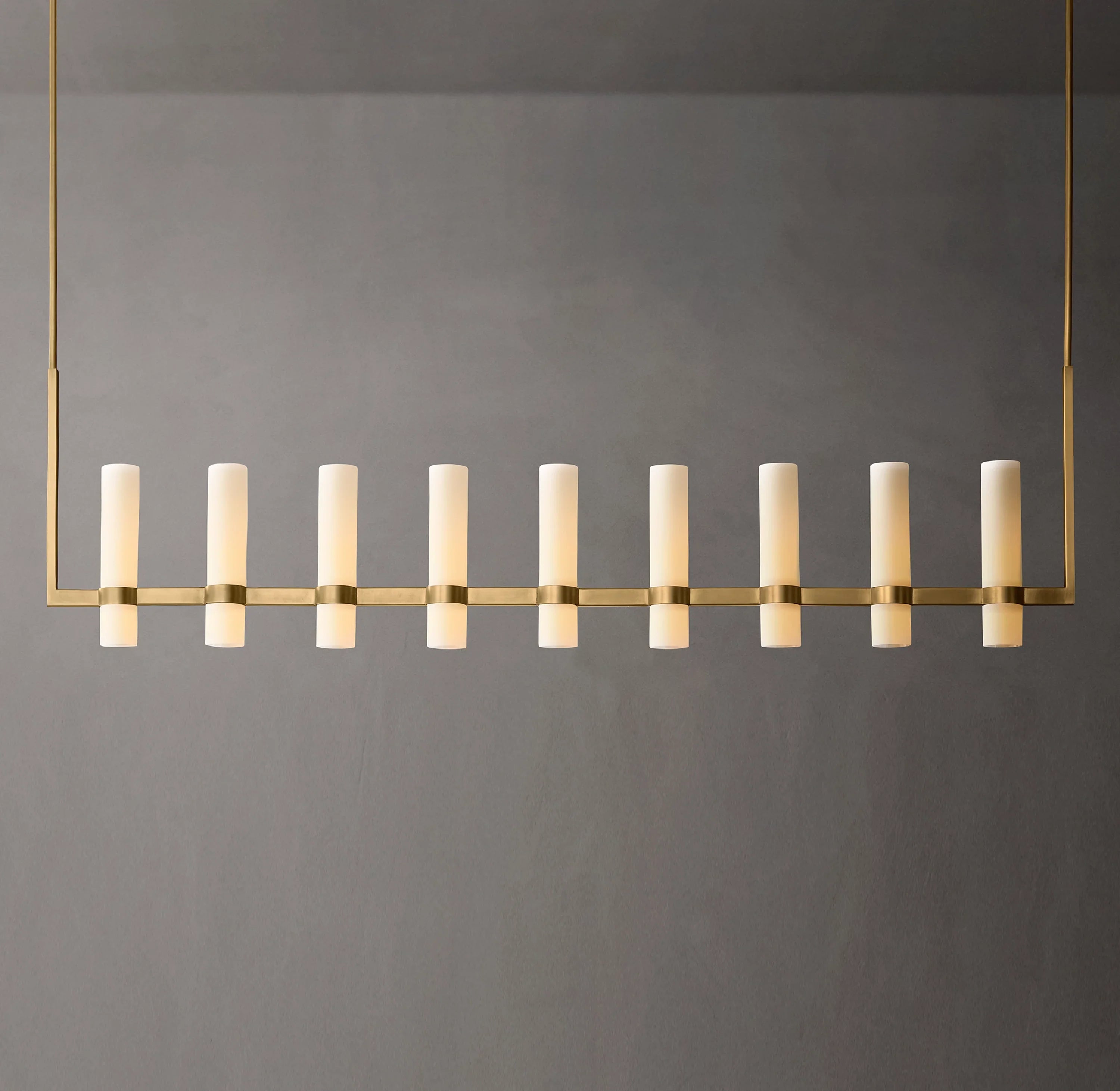 69 Inch Cylindrical Milk Glass Linear Chandelier - Ravelle